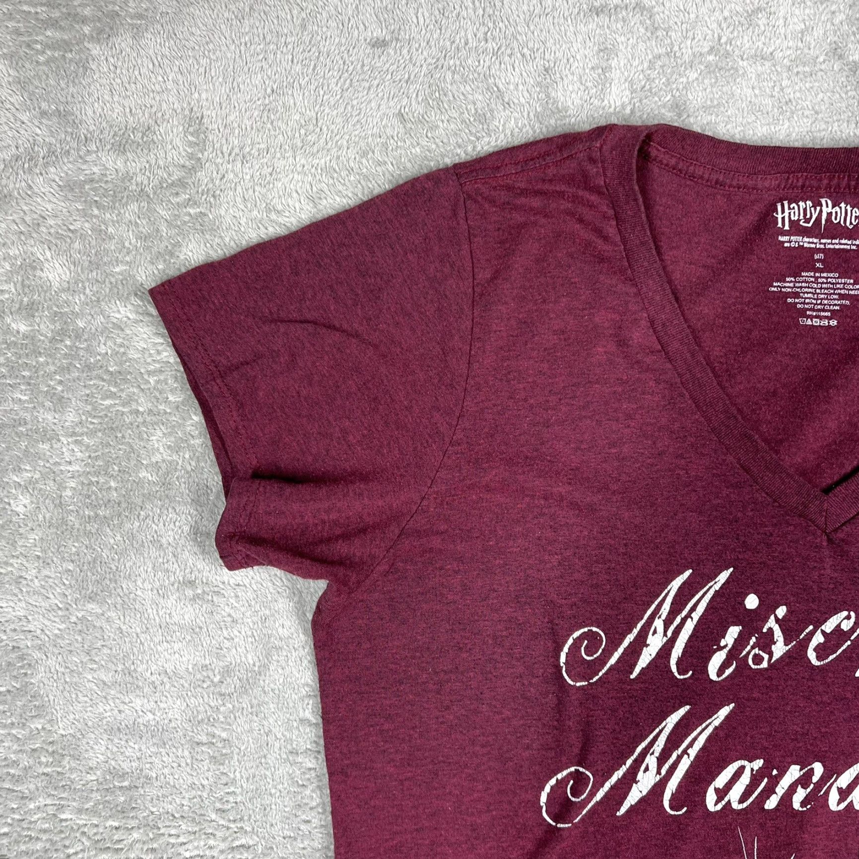 Vintage Harry Potter Tee Shirt Womens XL Maroon Mischief Managed Short Sleeve V Neck Top Size XL / US 12-14 / IT 48-50 - 3 Thumbnail