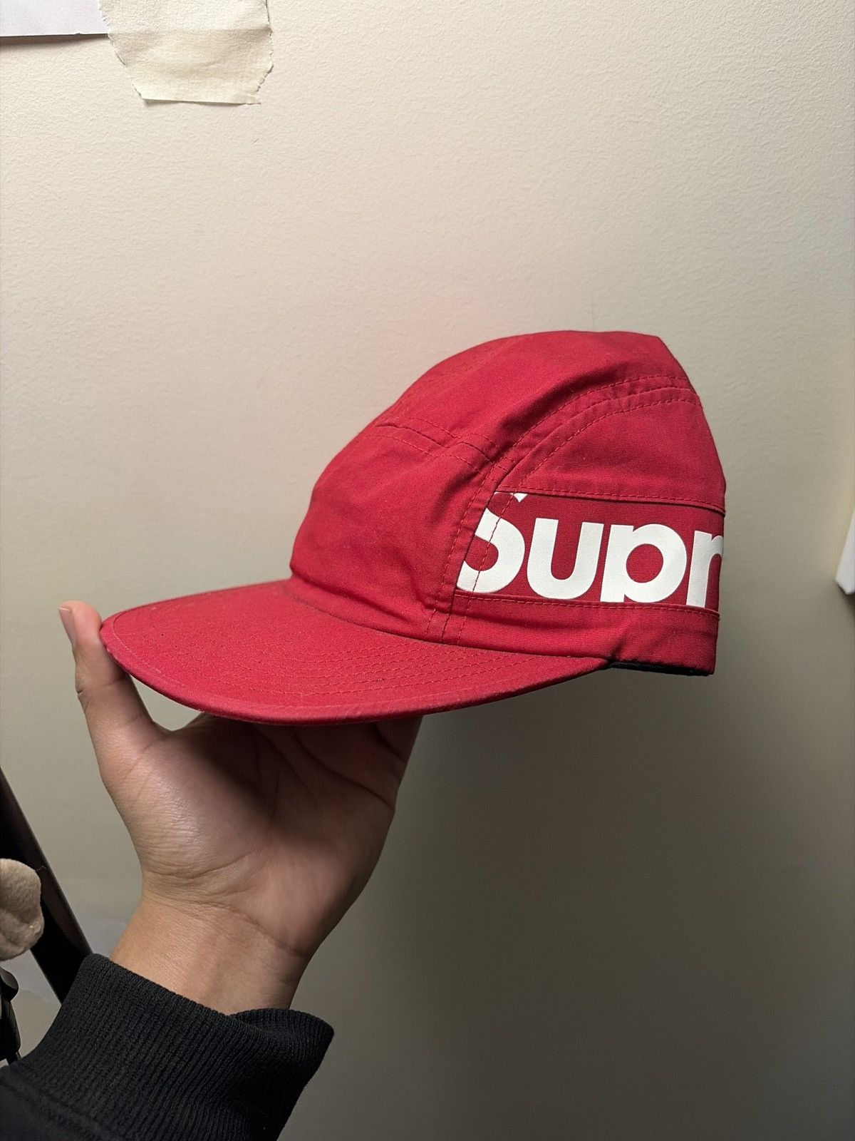 Supreme FW18 Supreme Side Panel Camp Cap red big logo hat Size ONE SIZE - 1 Thumbnail