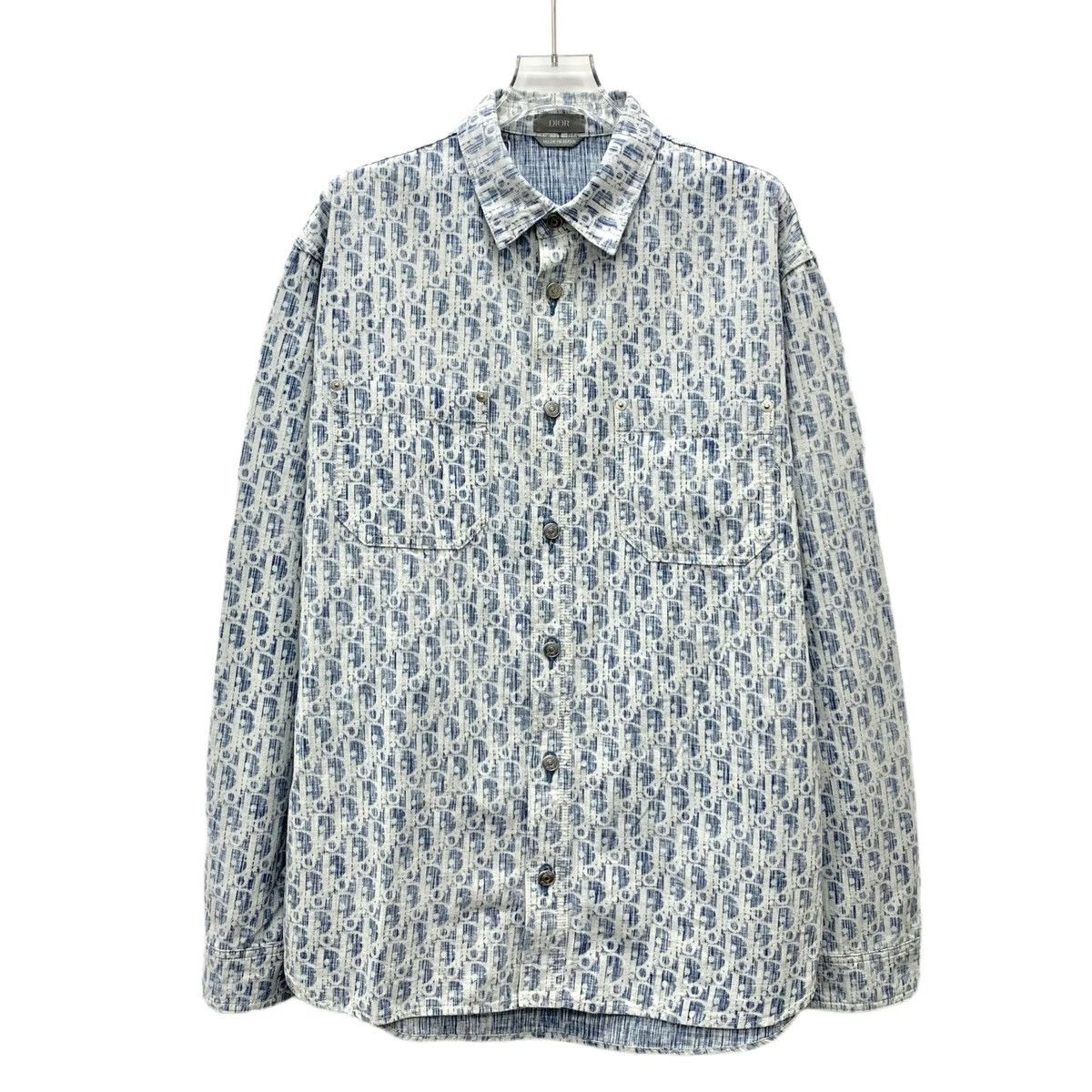 Dior Dior Light Blue All-over Logo Long Sleeve Shirt K26WX Size US S / EU 44-46 / 1 - 1 Thumbnail