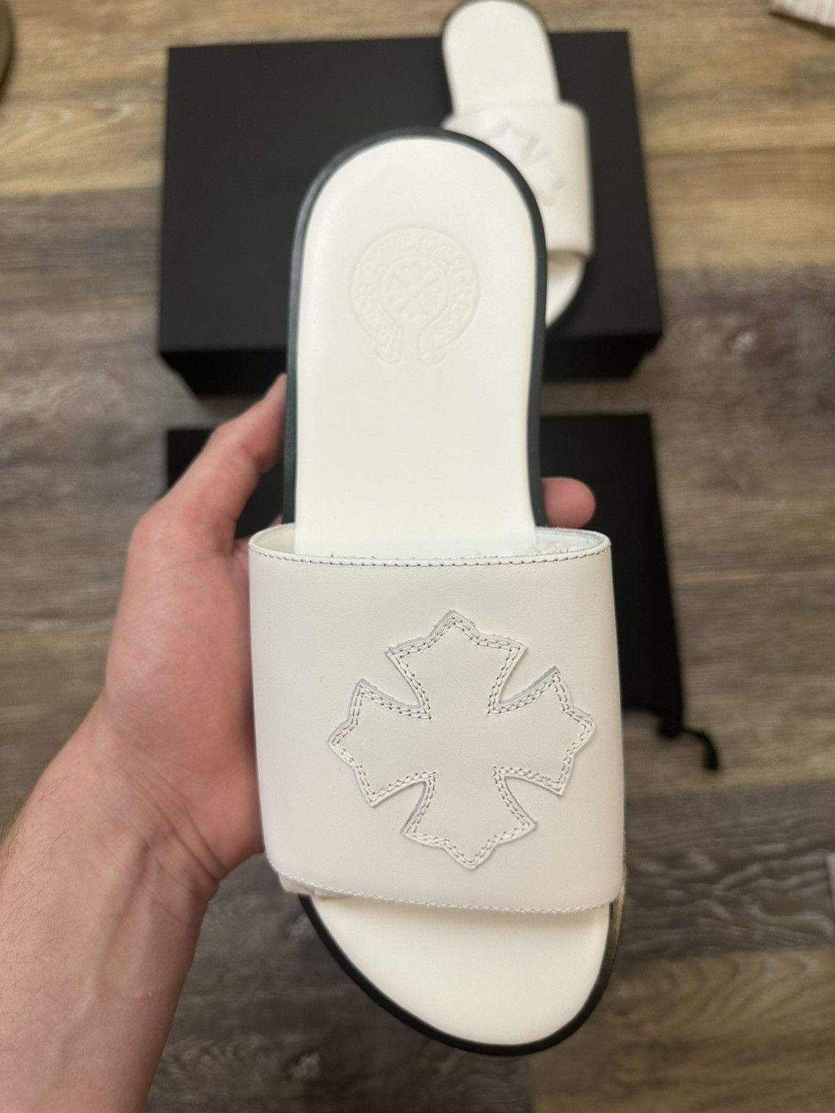 Chrome Hearts Chrome Hearts White Cross Slip On Slides Size 41 Size US 8 / EU 41 - 4 Thumbnail