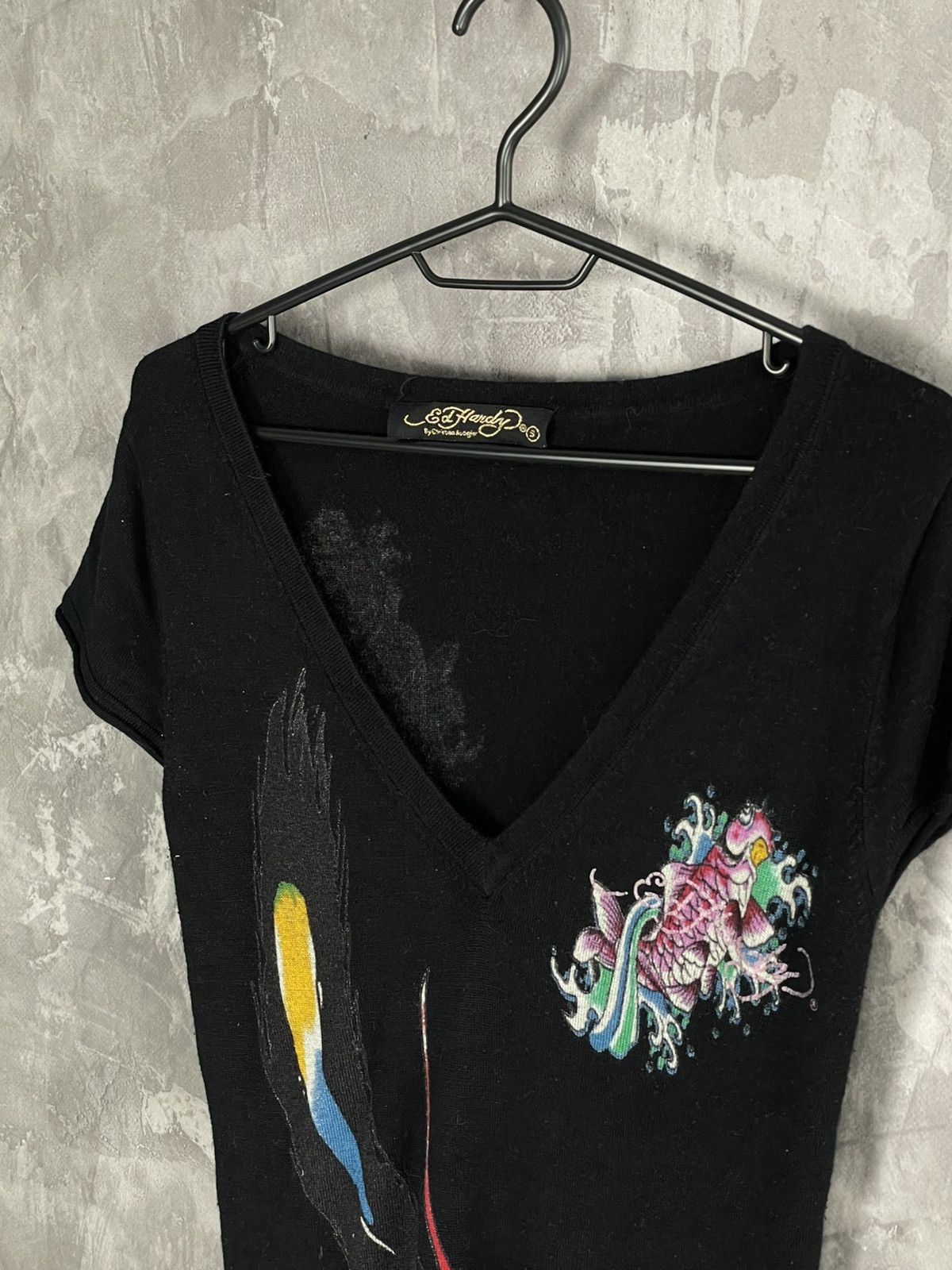 Christian Audigier × Ed Hardy 00s Ed Hardy Tattoo Print Glamour Rayon Y2K Dress Size S / US 4 / IT 40 - 7 Thumbnail