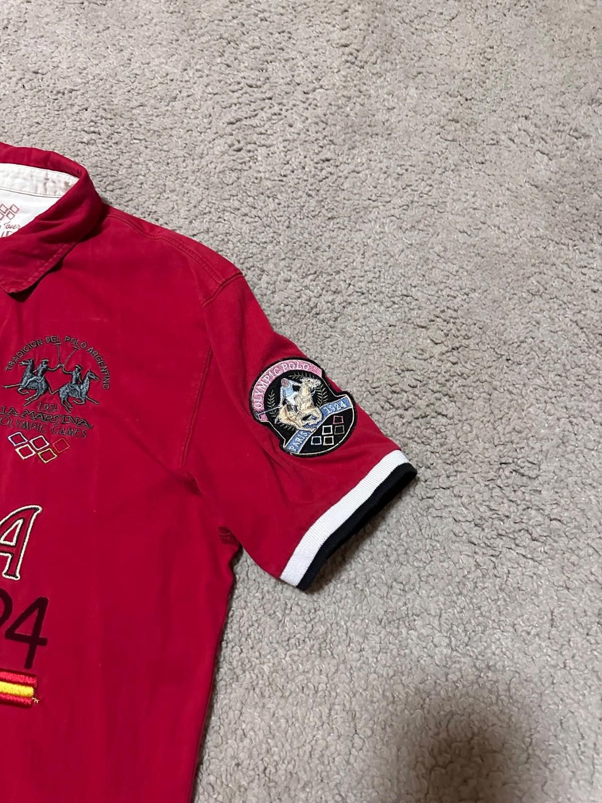 La Martina LA MARTINA Mens Polo Shirt Red L Espana Spain Cotton No 3 Size US L / EU 52-54 / 3 - 4 Thumbnail