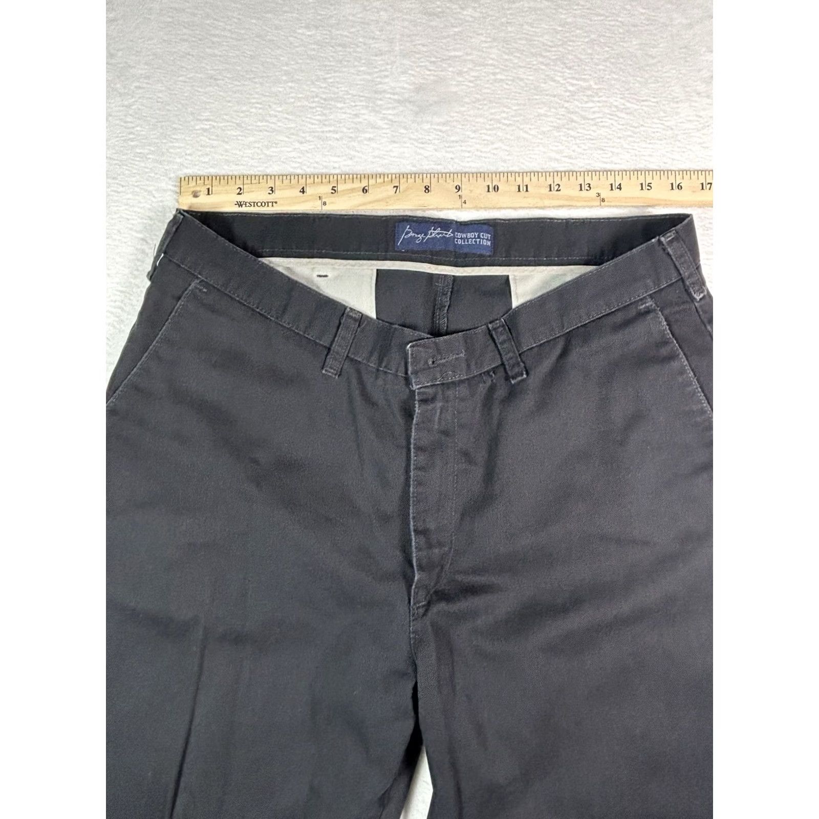 Wrangler Wrangler George Strait Cowboy Cut Collection Black Pants 35x32 Mens Regular Jeans Cotton Denim Flat Front Zip Pocket Size US 35 - 5 Thumbnail