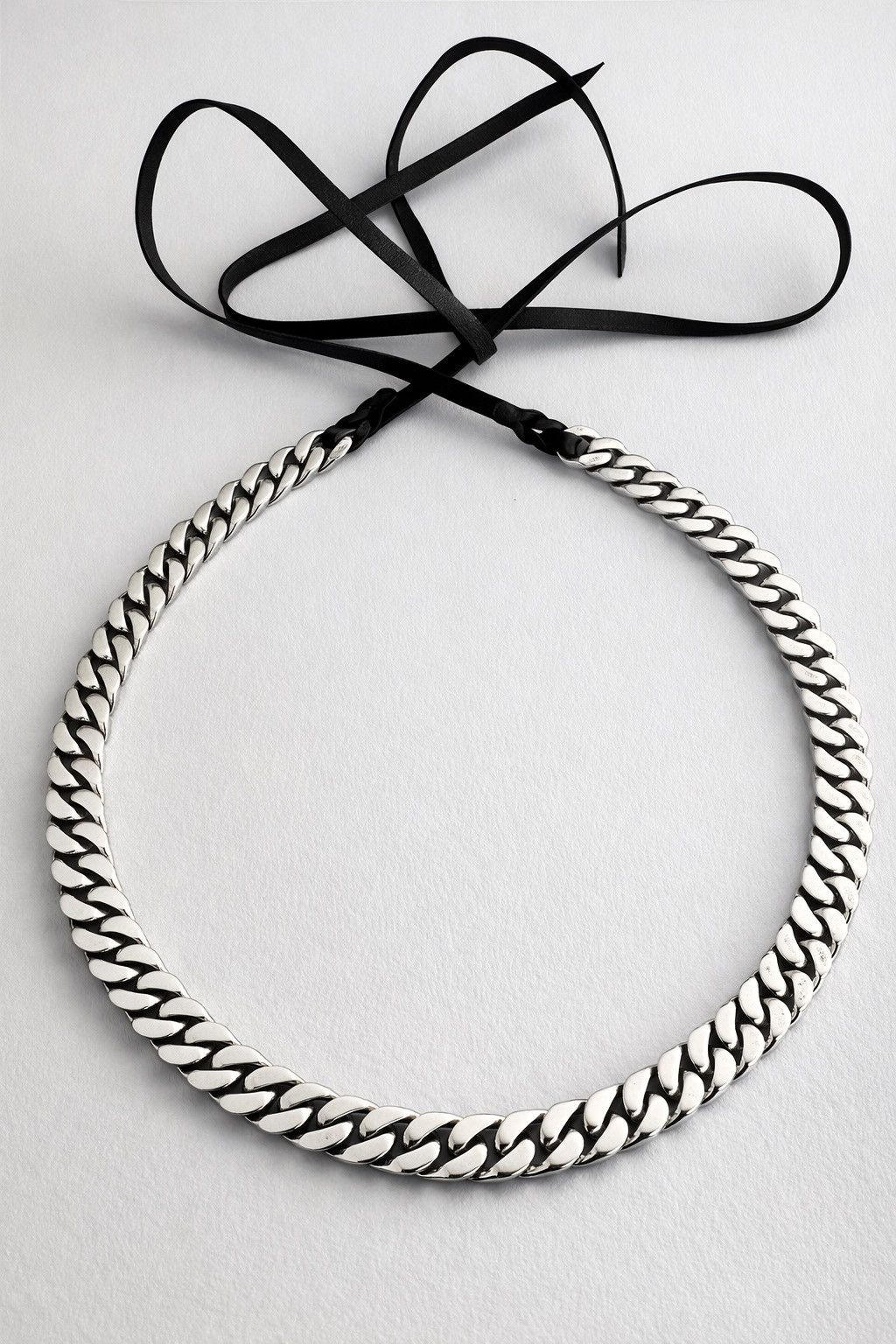 Hermes Hermès Flat Curb Chain & Leather Necklace Rare Archive Piece Size ONE SIZE - 3 Thumbnail