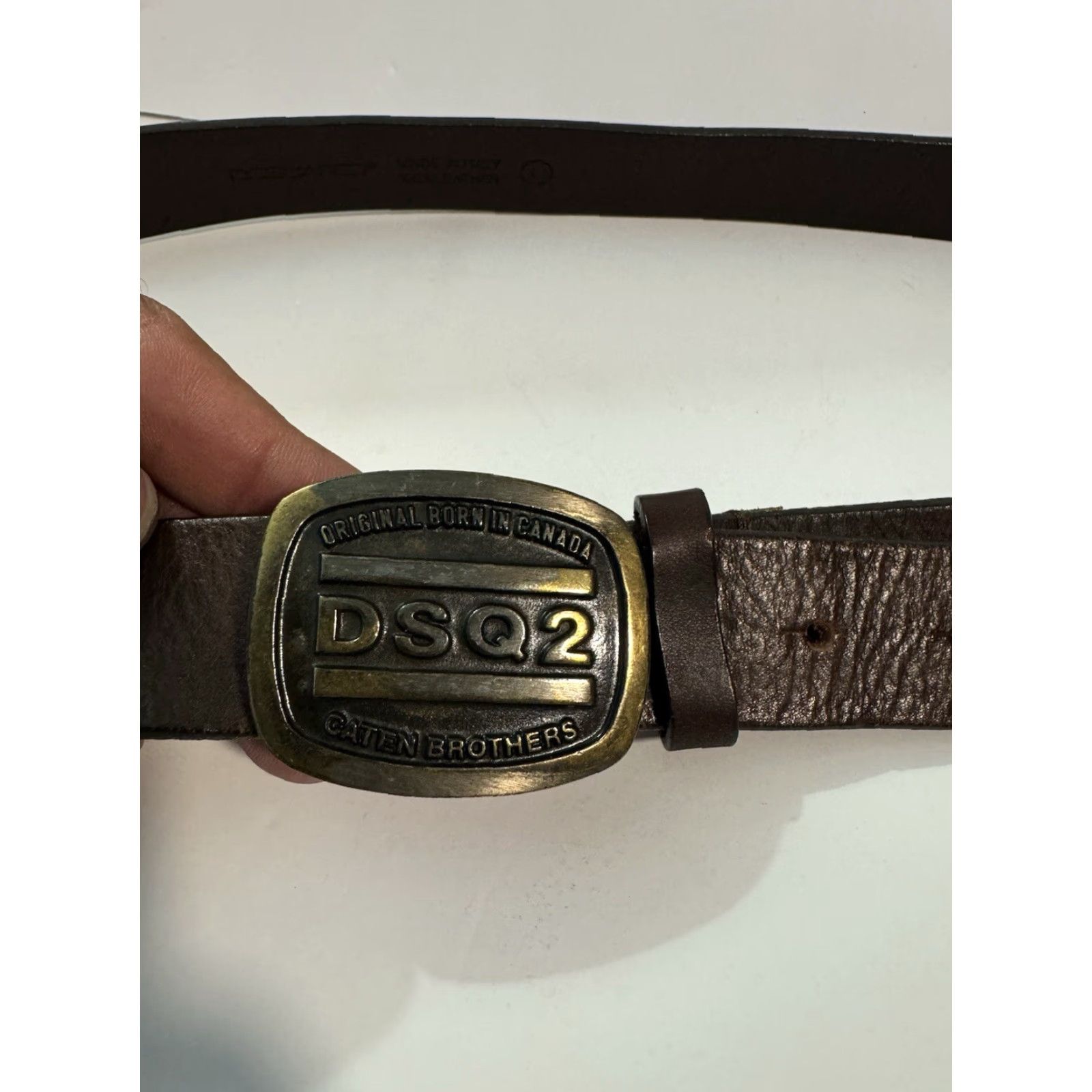 Dsquared2 VINTAGE DSQUARED LOGO Belt Leather Brown Made in Italy | Men | L | Brass Hardware Size ONE SIZE - 2 Thumbnail
