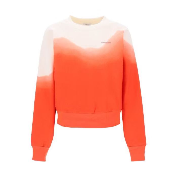 image of Salvatore Ferragamo O1S22I1N0524 Dye Effect Sweatshirt In White/red, Women's (Size Medium)