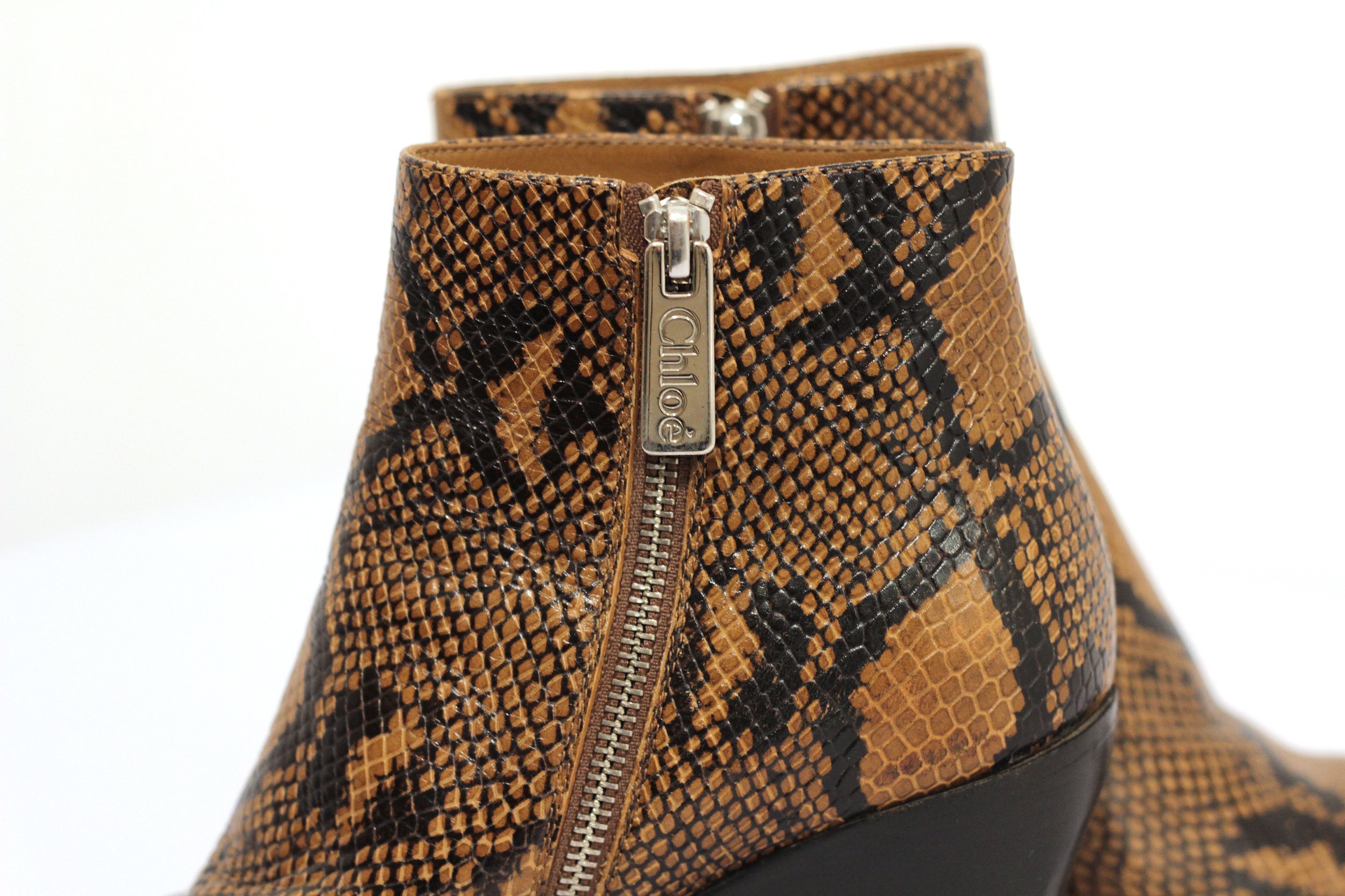 Chloe Chloé Rylee leather cowboy boots brownblack snakeskin EU39.5 Size US 8.5 / IT 38.5 - 9 Thumbnail