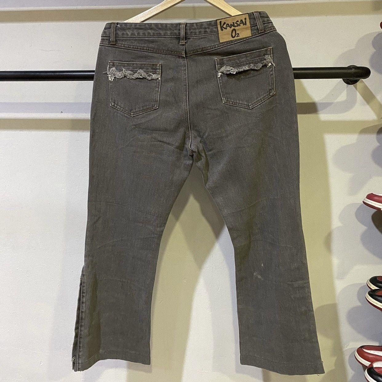 Kansai Yamamoto Kansai 02 Flare Jeans: Button Hem Denim Boot Cut, Y2K Size US 32 / EU 48 - 2 Thumbnail