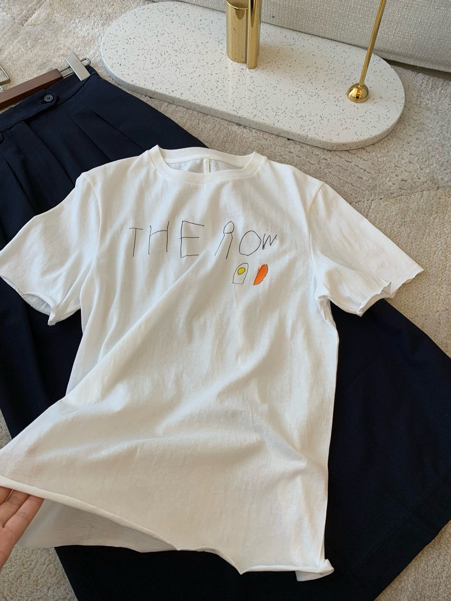 The Row THE ROW Italian hand-printed logo cut-off T-shirt Size M / US 6-8 / IT 42-44 - 1 Thumbnail