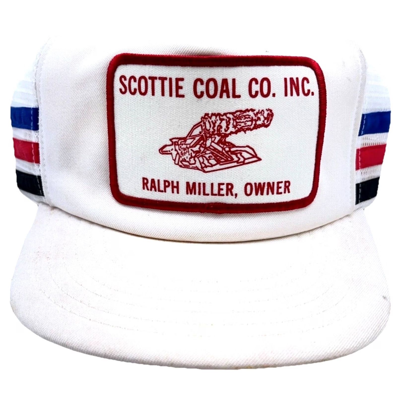 Coal VINTAGE Park Avenue Trucker Hat Cap Snap Back USA Patch 80s Scottie Coal Mining White Red Blue Mens Size ONE SIZE - 2 Thumbnail