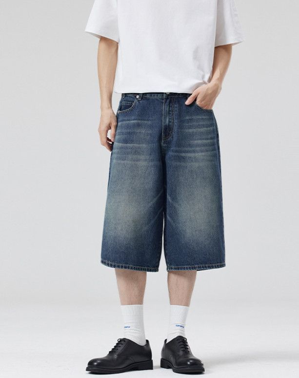 Japanese Brand Men's straight wide-leg loose American baggy denim shorts Size US 32 / EU 48 - 1 Thumbnail