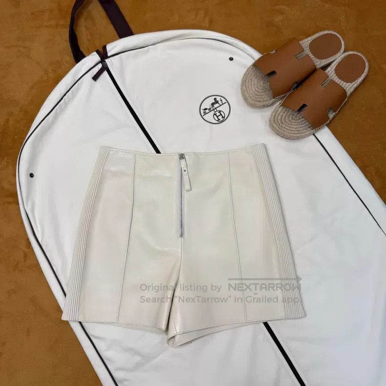 Hermes Hermes Cream White Sheepskin Half Zip Short Pants Size 24" / US 00 / IT 34 - 1 Thumbnail