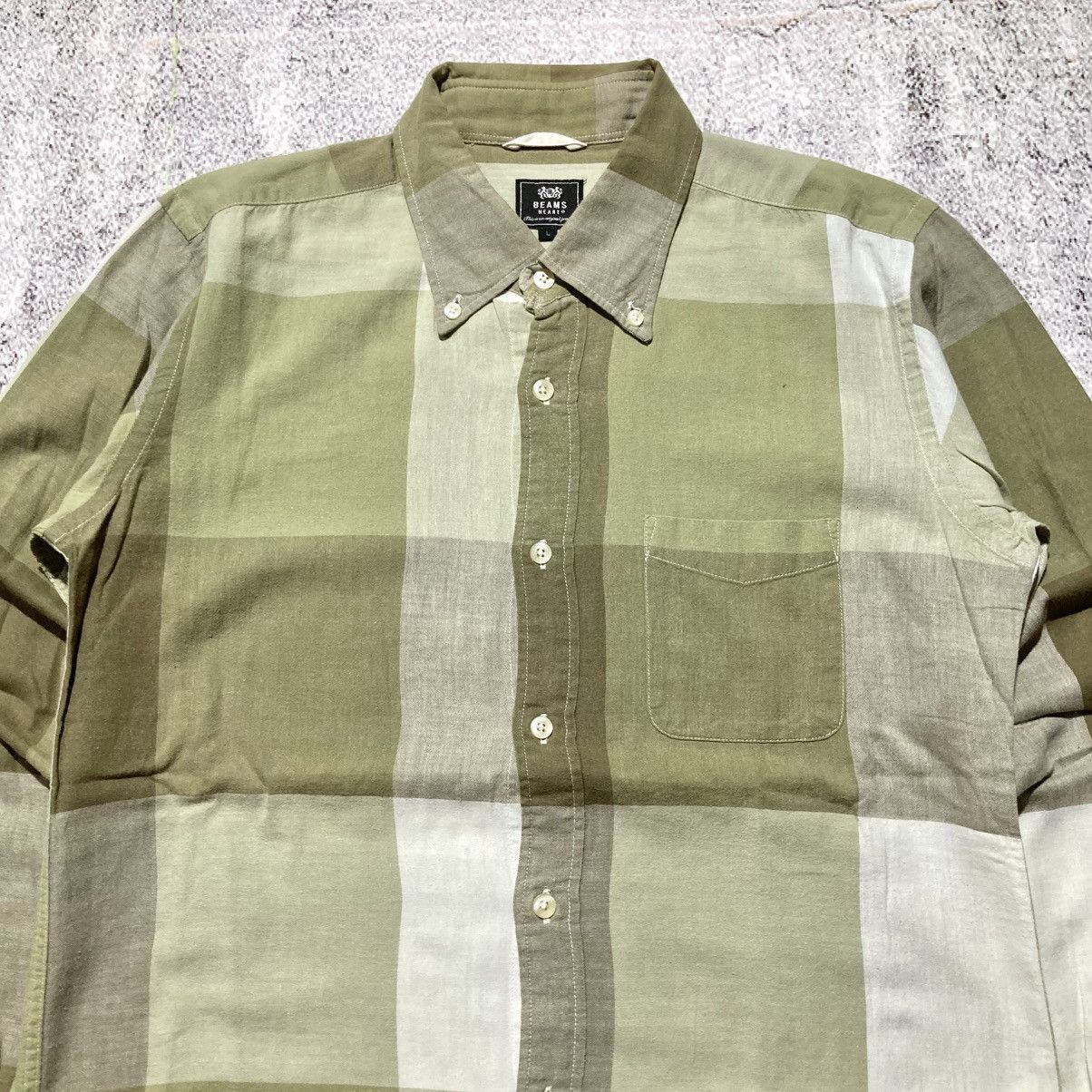 Japanese Brand 2000s Beams Heart Brick Block Motif Shirt Button Up Size US L / EU 52-54 / 3 - 2 Thumbnail
