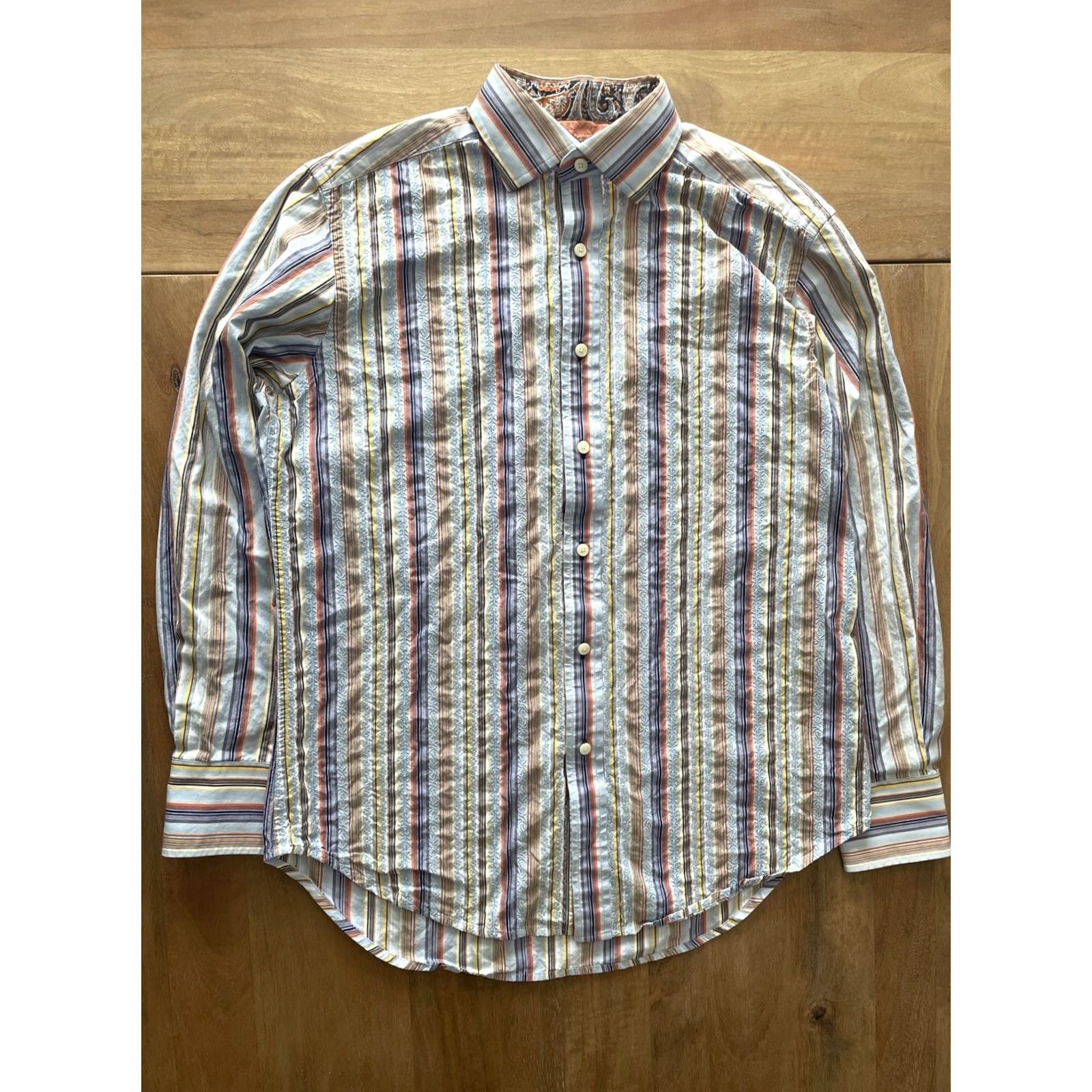 Robert Graham Robert Graham Striped Shirt Mens Medium Long Sleeve Button-Up Embroidered Colorful Casual Formal Size US M / EU 48-50 / 2 - 2 Thumbnail
