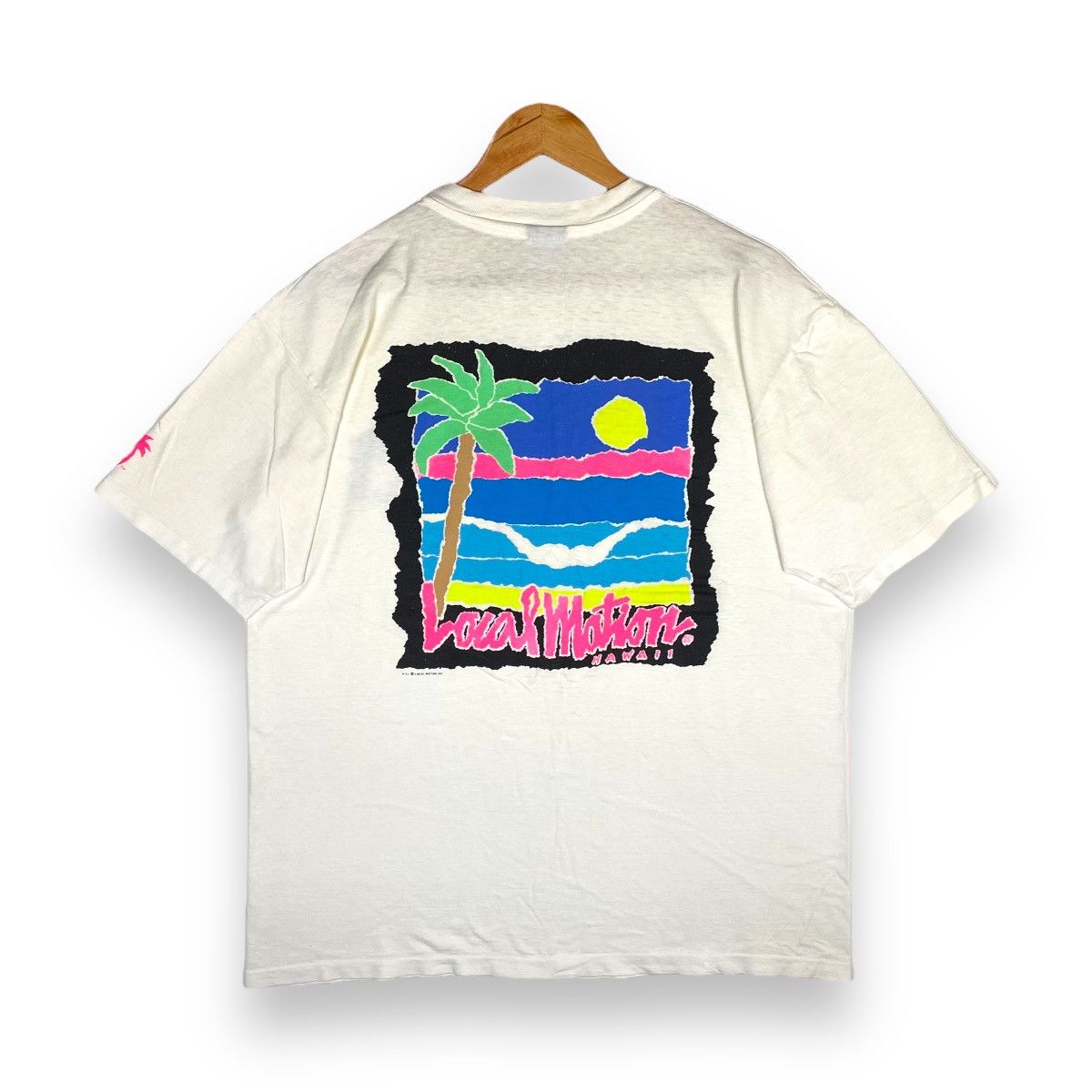 image of Surf Style x Vintage 90's Local Motion Hawaii Surfing Art T Shirt in White, Men's (Size XL)