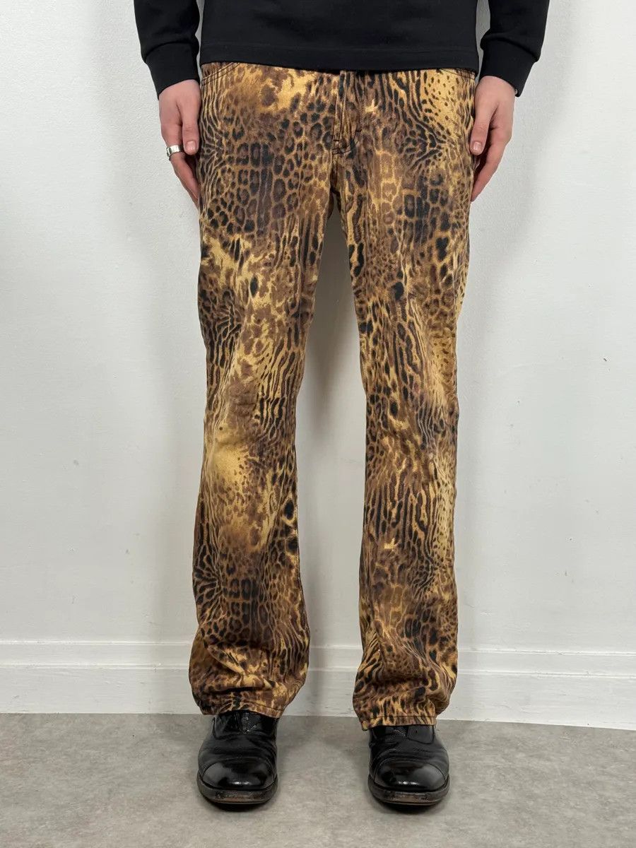 Roberto Cavalli 2000s Cavalli Leopard Hallucination Black & Beige Pants Size US 32 / EU 48 - 2 Thumbnail