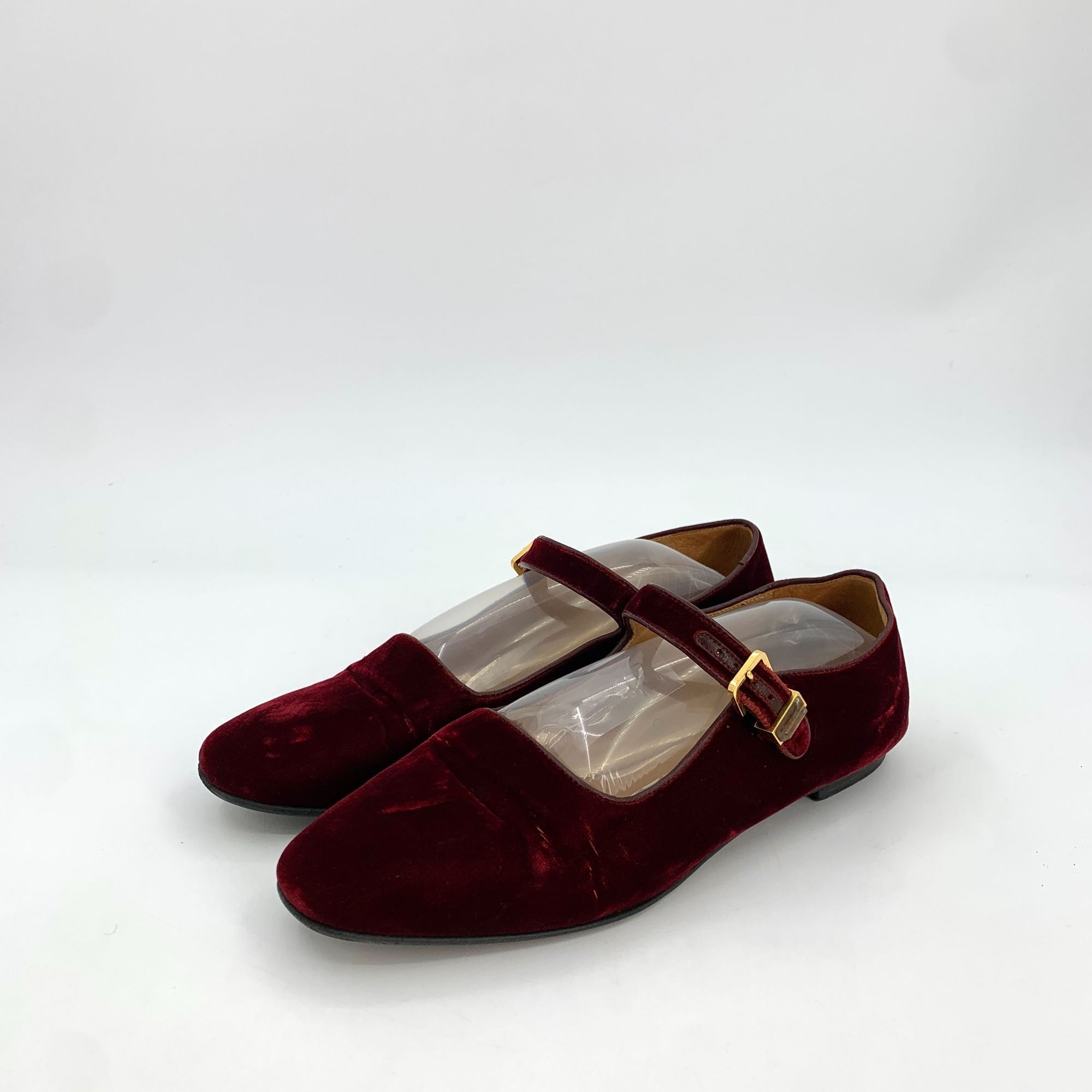 The Row The Row Womens Wine Red Suede Mary Jane Flats With Buckle St Size US 10 / IT 40 - 1 Thumbnail