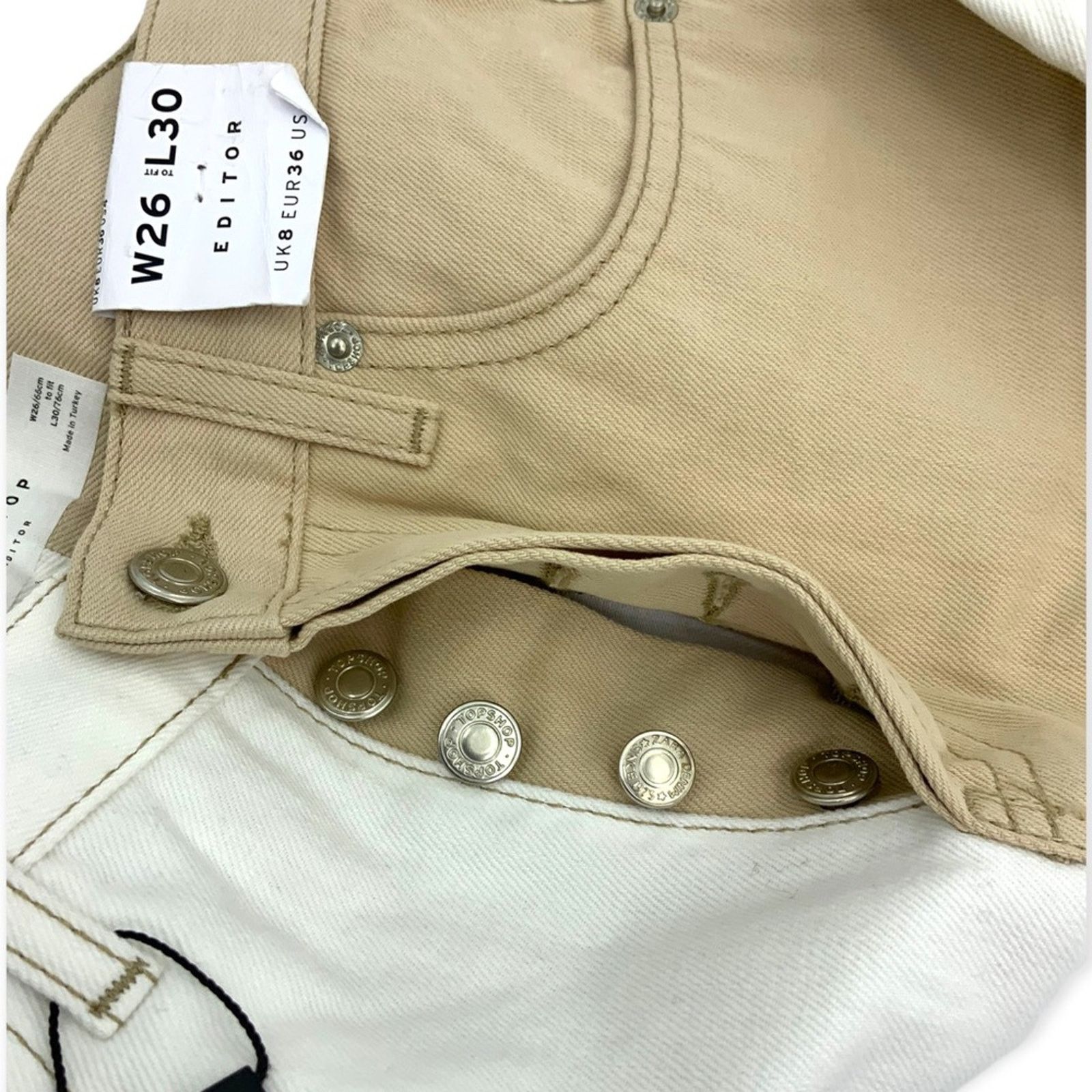 Topshop TopShop Editor Colorblock Jeans in Sand White Size 4 US NWT Size 27" / US 4 / IT 40 - 10 Thumbnail