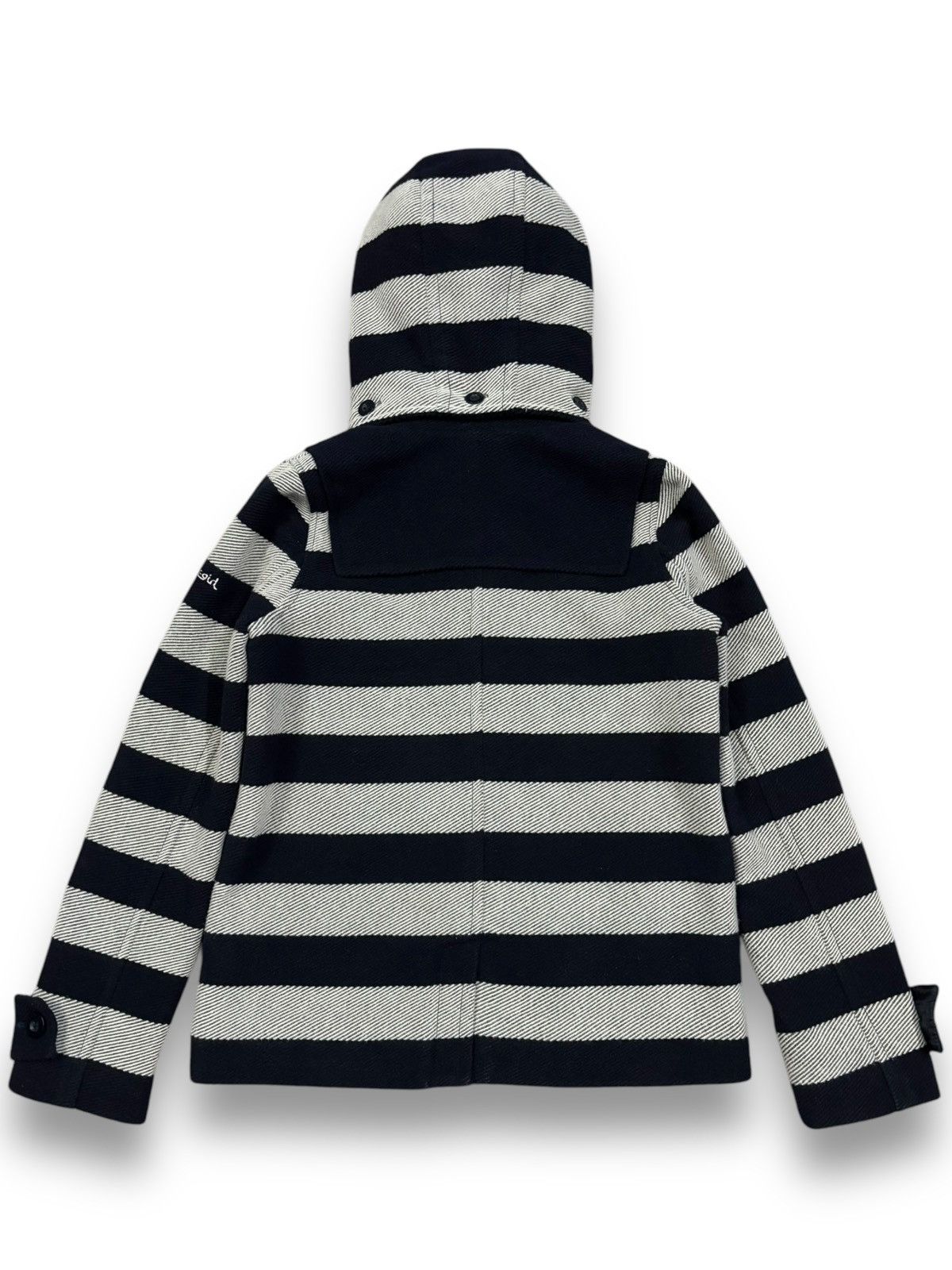 X-Girl X-Girl Navy & Grey Striped Wool Blend Hooded Duffle Jacket Size M / US 6-8 / IT 42-44 - 2 Thumbnail