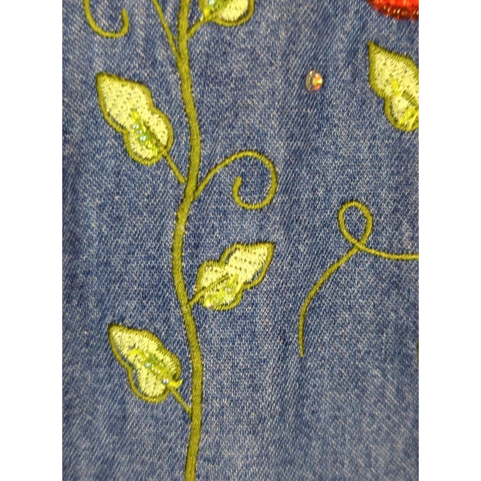 Quacker Factory Quacker Factory Denim Button Up Shirt Pumpkins Beaded 1X Blue Fall Halloween Pumpkins Beaded Button-Up Shirt Women 1X Men? Size XL / US 12-14 / IT 48-50 - 3 Thumbnail