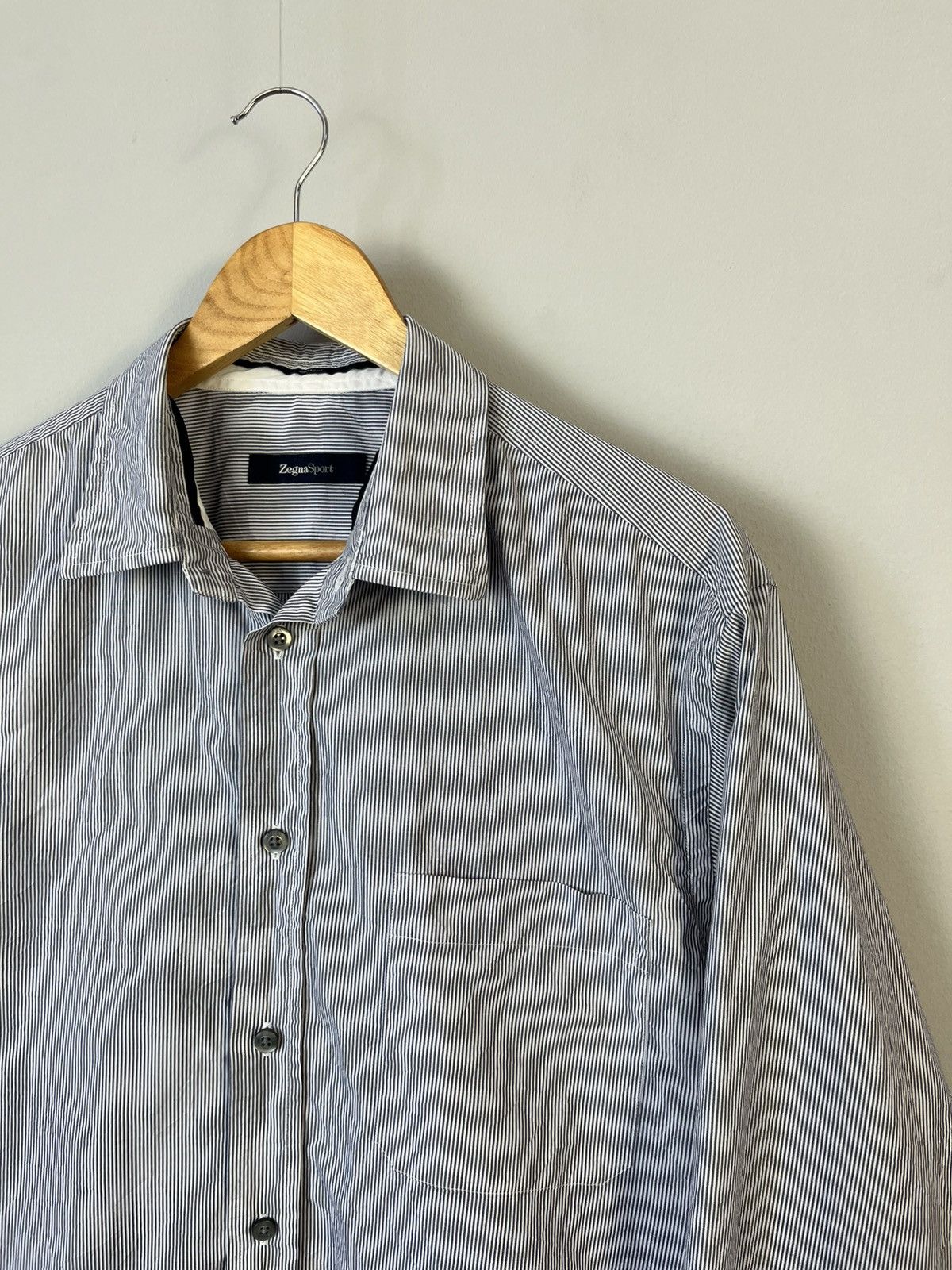Ermenegildo Zegna Ermenegildo Zegna Luxury Striped Cotton Long Sleeve Shirt Size US L / EU 52-54 / 3 - 3 Thumbnail