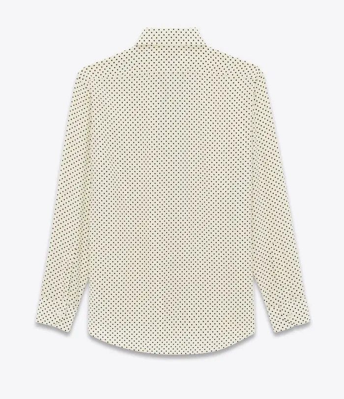 Saint Laurent Paris o1bcso1str0625 Shirt In Dotted Crepe in White/Black Size US XXL / EU 58 / 5 - 2 Thumbnail
