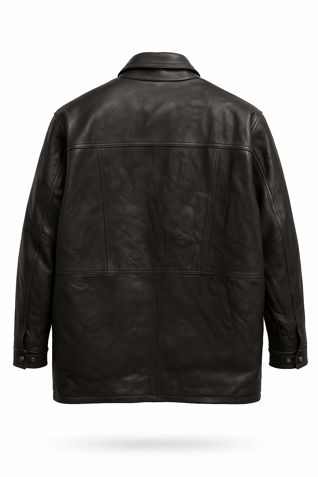 Genuine Leather BIG CHRIME VINTAGE BLACK LEATHER JACKET LONG COAT MADE JAPAN Size US L / EU 52-54 / 3 - 2 Thumbnail