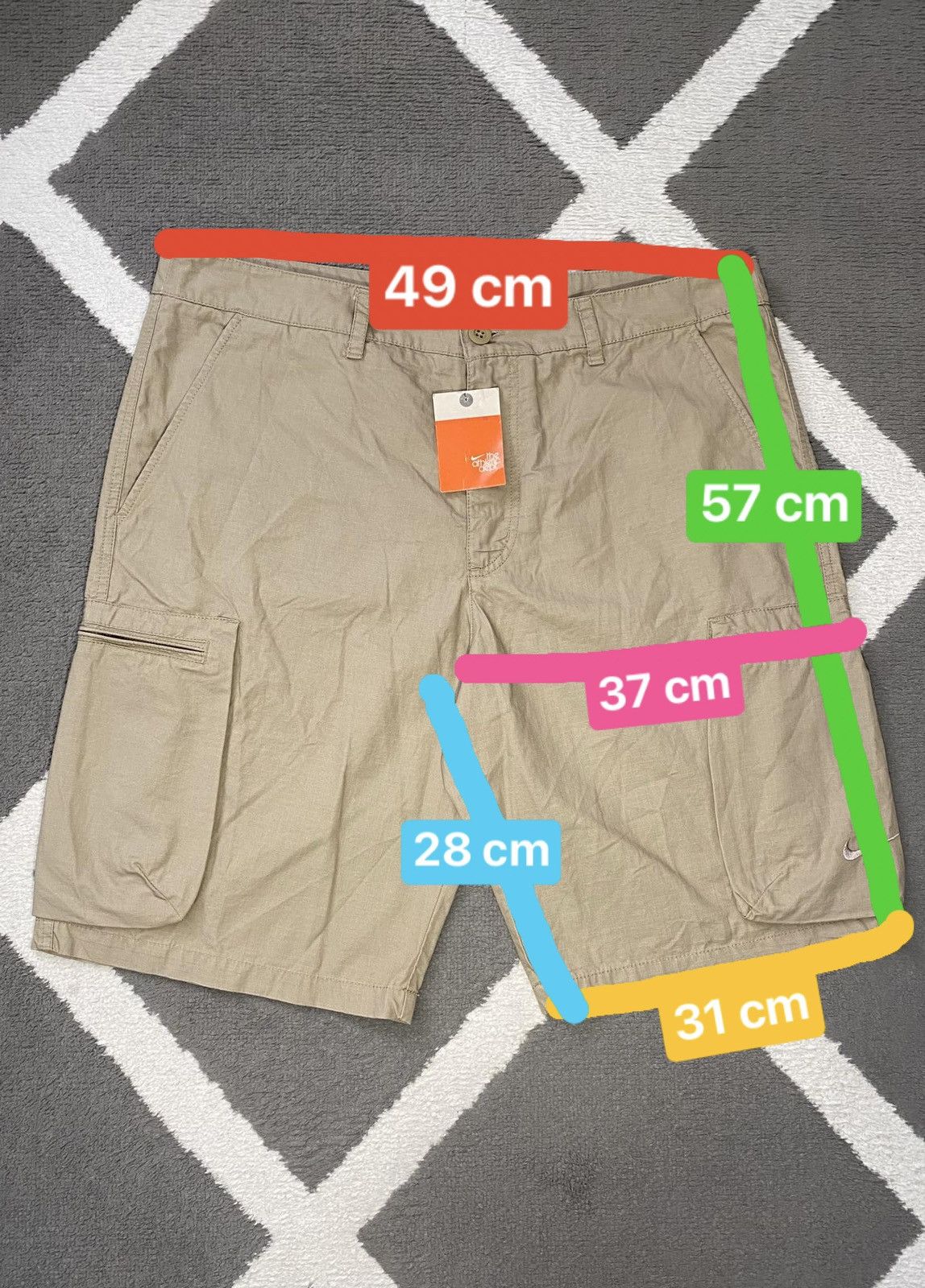 Nike × Vintage Vintage 00’s Y2K Nike Cargo Shorts Beige brand new ACG Size US 38 / EU 54 - 15 Thumbnail