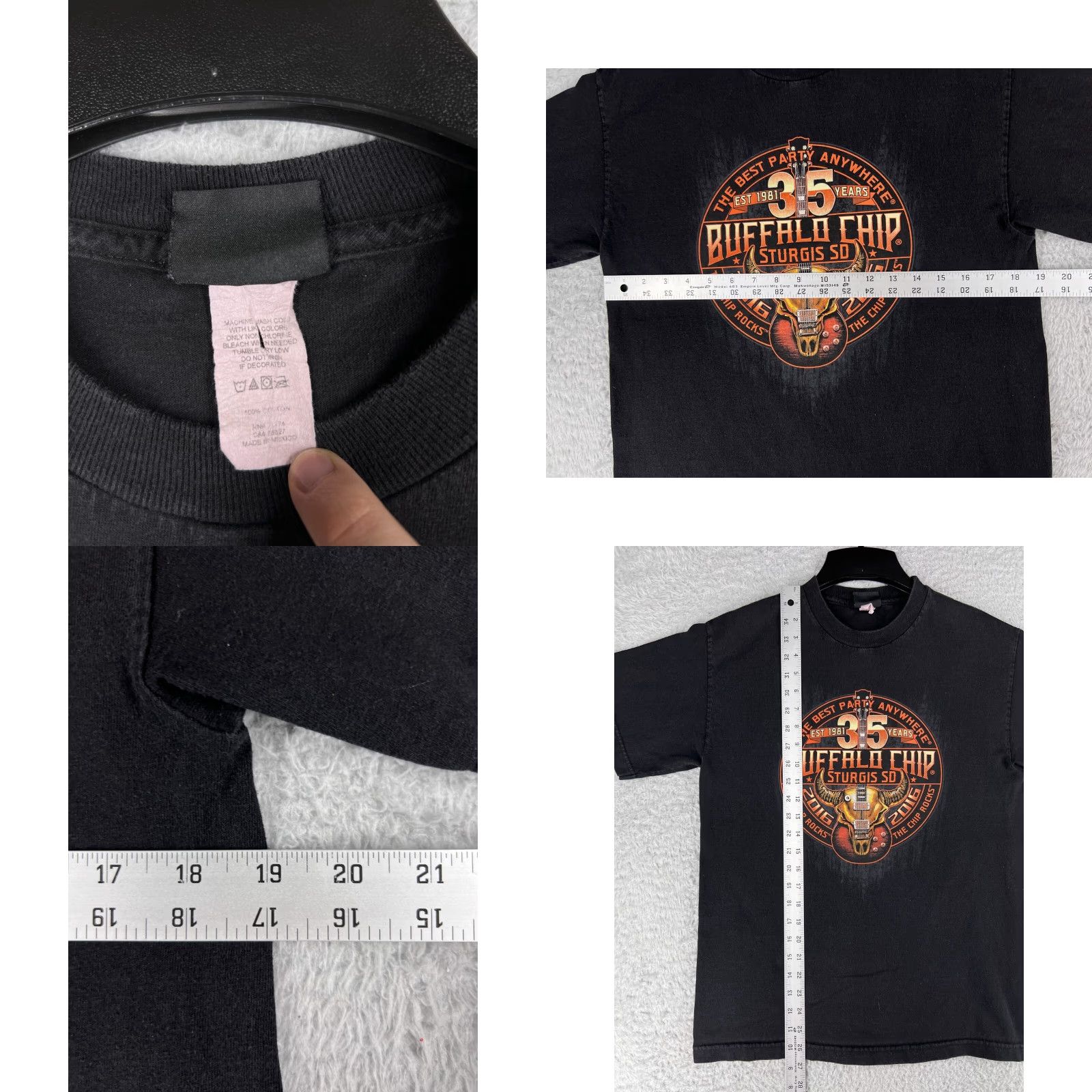 Vintage VINTAGE Hot Leathers Women's T-Shirt Casual Crew Neck Short Sleeve Cotton Black 2016 Black Hills Rally Buffalo Chip Music Motorcycle Women Size L / US 10 / IT 46 - 8 Thumbnail
