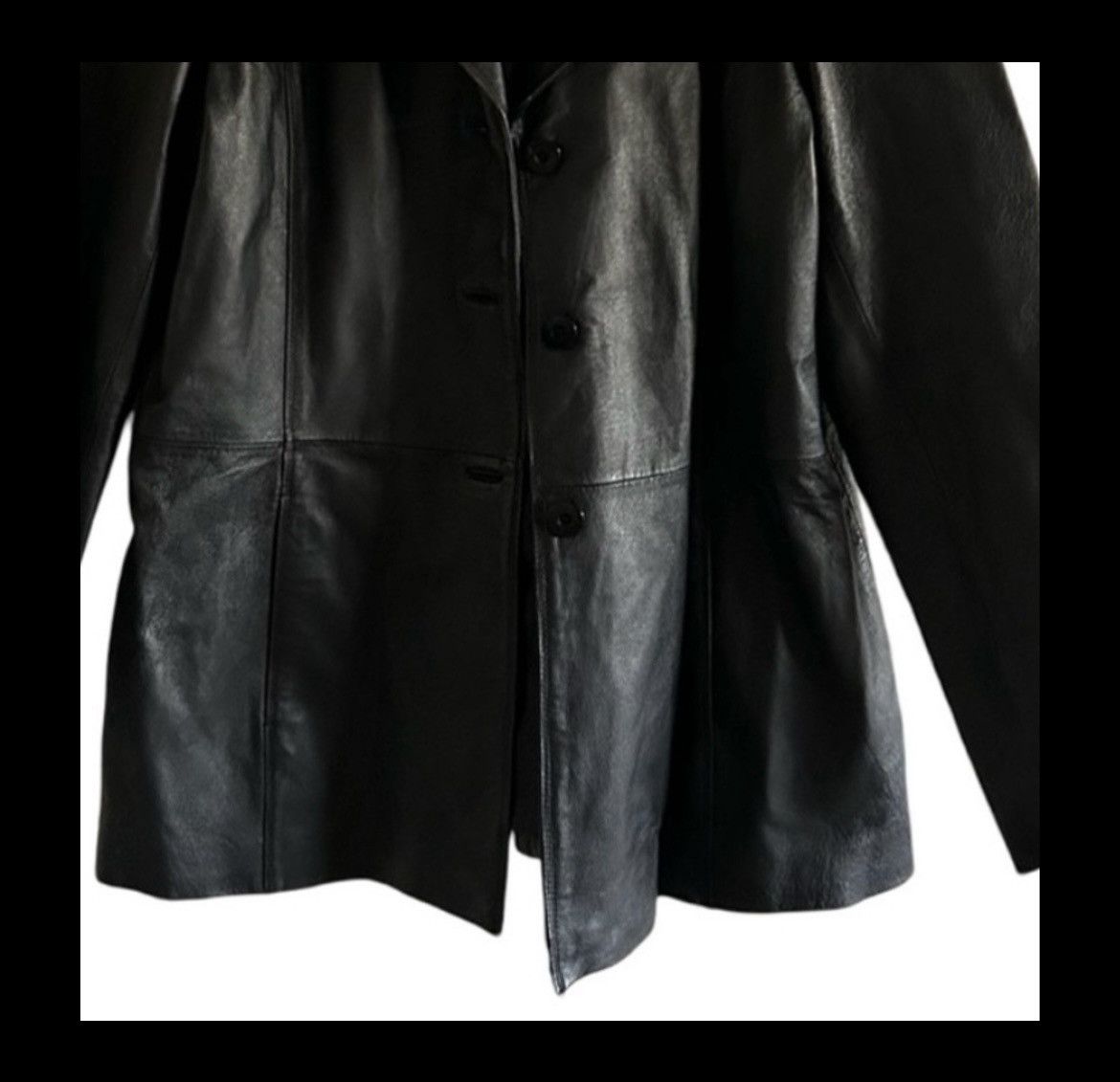 Worthington Vtg Worthington Black Leather Button Front Lined Jacket Coat Size XL / US 12-14 / IT 48-50 - 5 Thumbnail