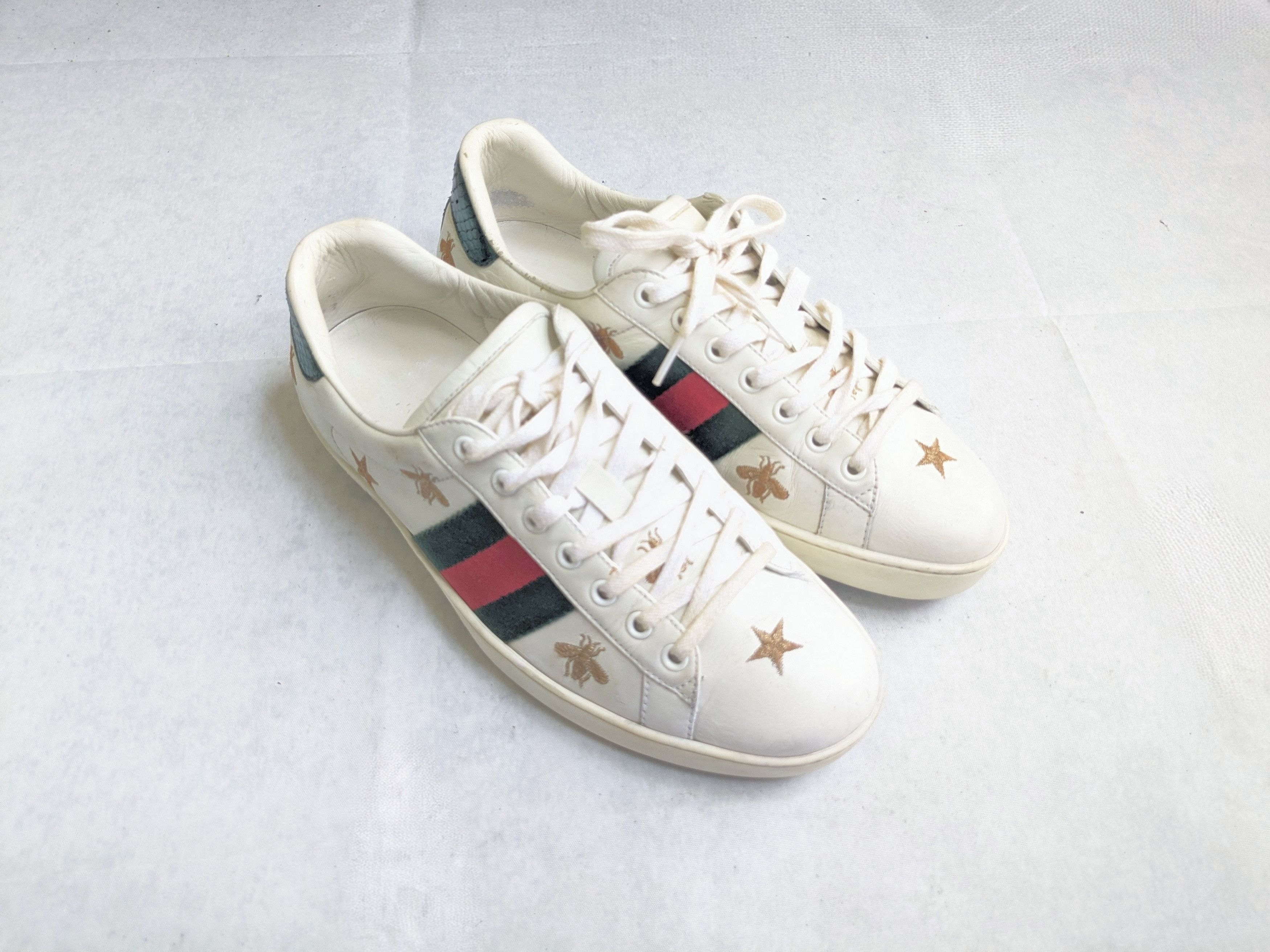 Gucci Gucci Ace Sneakers White Stats Bee 7.5 Low Tops Size US 7.5 / EU 40-41 - 4 Thumbnail