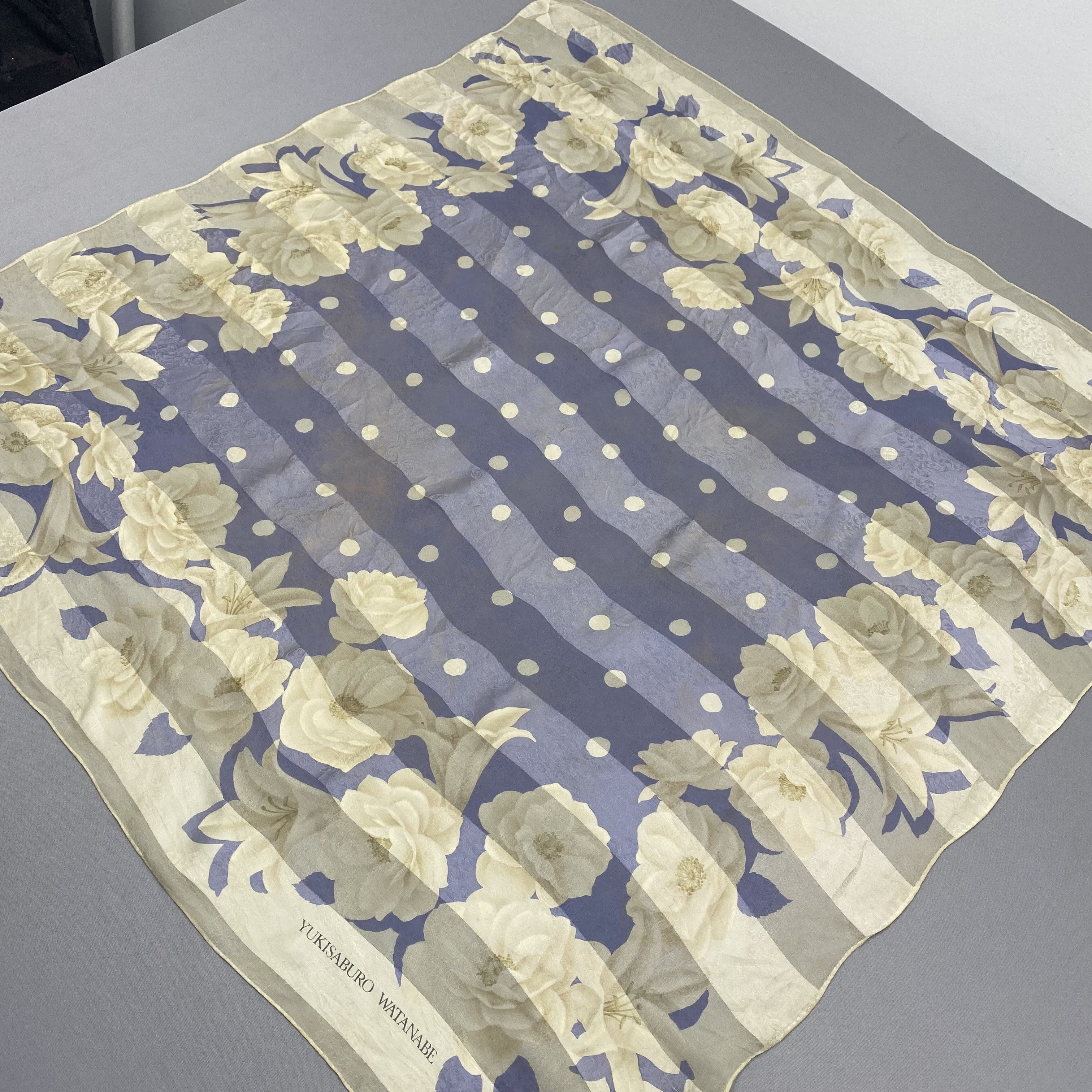 Japanese Brand Vintage Yukisaburo Watanabe SILK Scarf Twill Wraps Scarves Size ONE SIZE - 4 Thumbnail