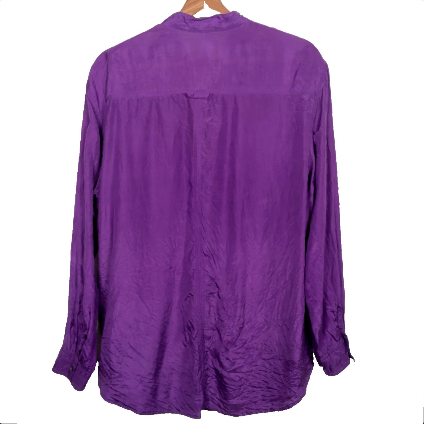 Etro VINTAGE Kikomomo Silk Blouse Long Sleeve Button Up Purple L Women 1990s Retro 90s Casual Pattern Solid Size L / US 10 / IT 46 - 2 Thumbnail