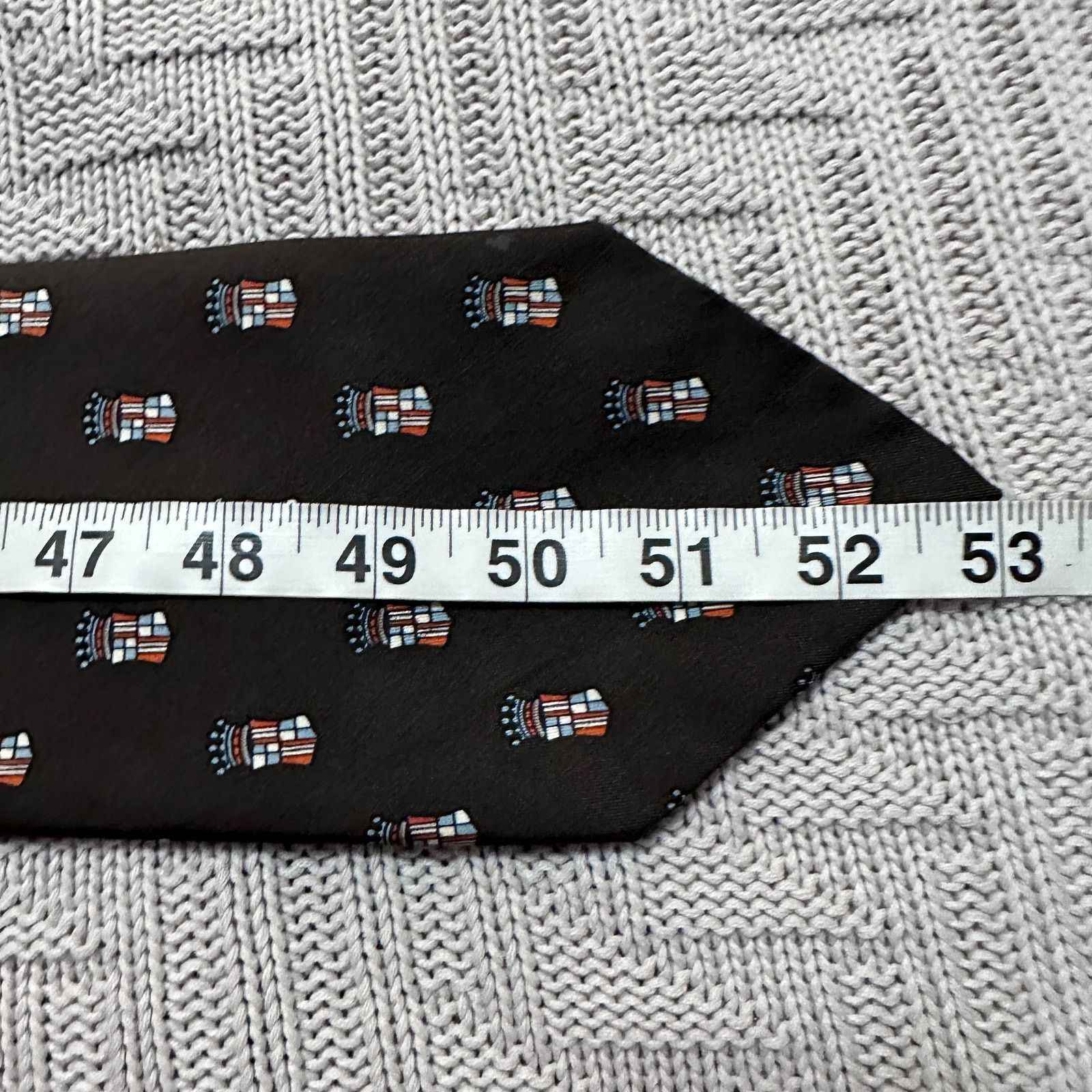 Vintage Vintage brown and orange shield and striped patterned tie Size ONE SIZE - 4 Thumbnail