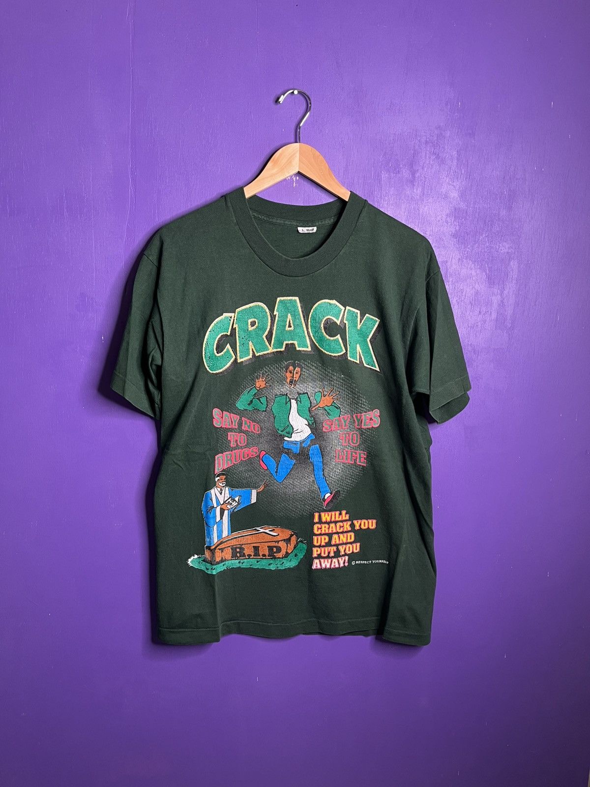 Vintage Vintage 90s CRACK say no to drugs t-shirt Size US L / EU 52-54 / 3 - 1 Thumbnail