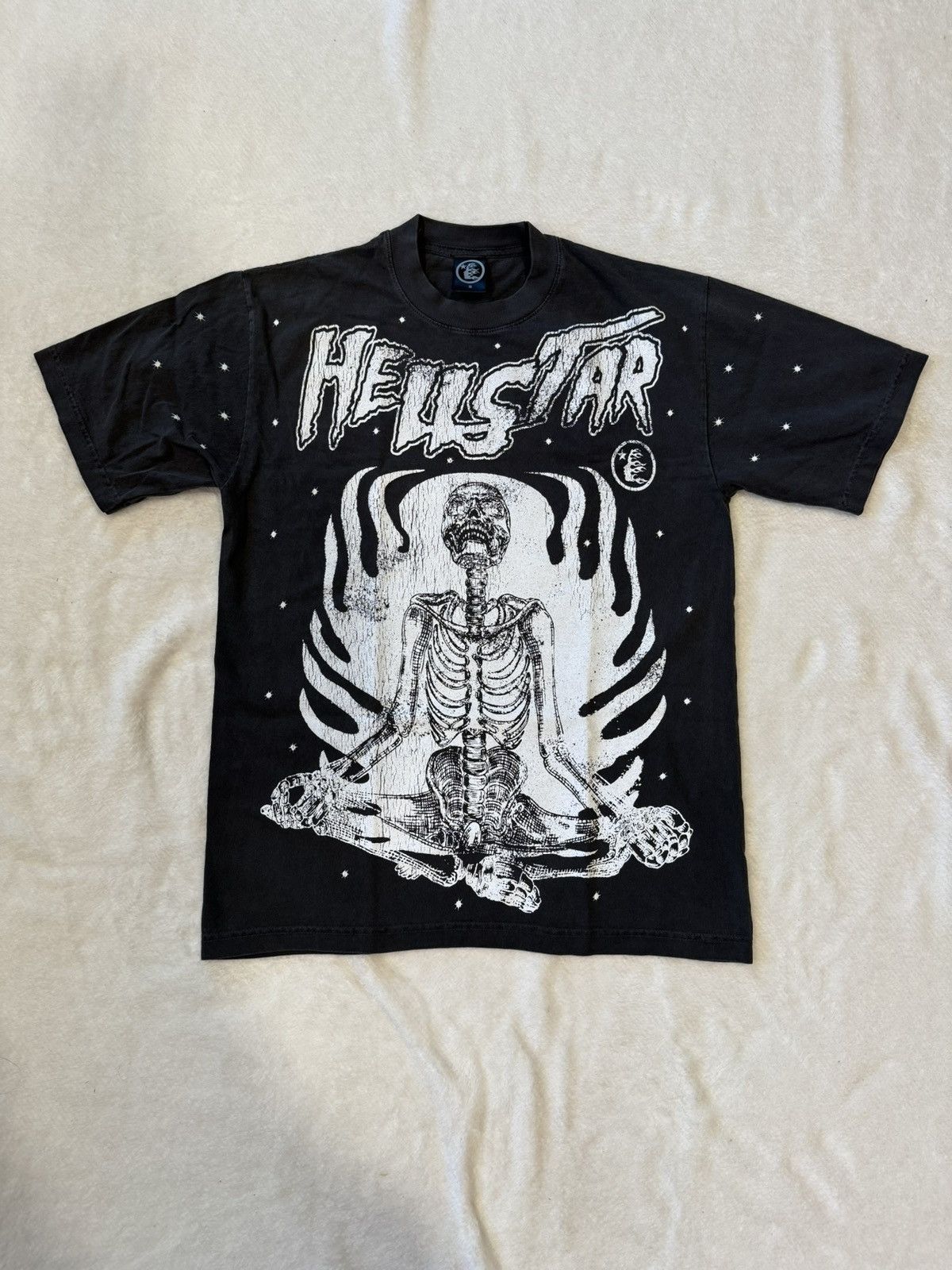 image of Hellstar Inner Peace Vintage Black Tee, Men's (Size Small)