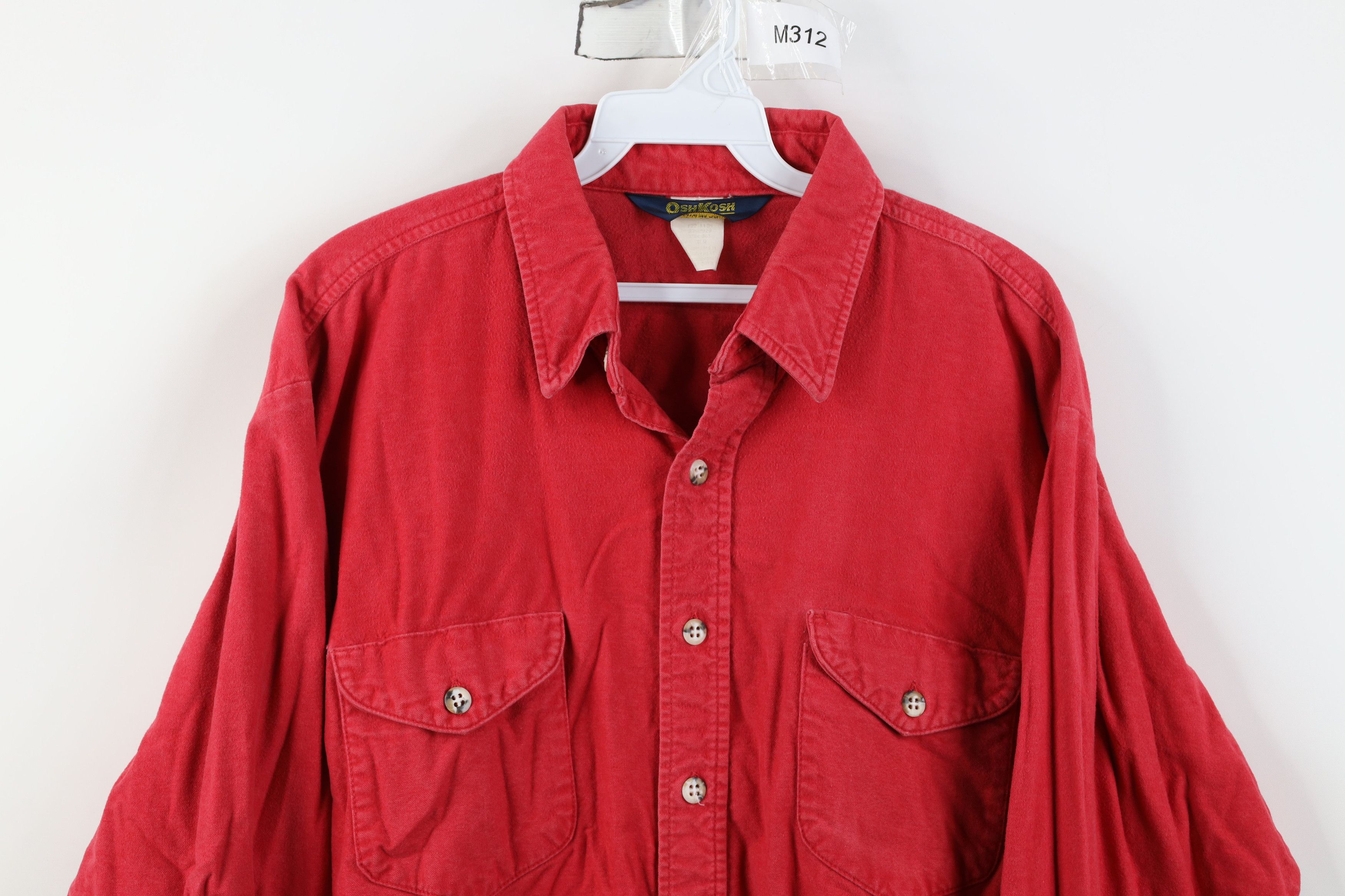 Vintage Vintage 70s OshKosh B'Gosh Cloth Button Shirt Red USA Size US XL / EU 56 / 4 - 2 Thumbnail