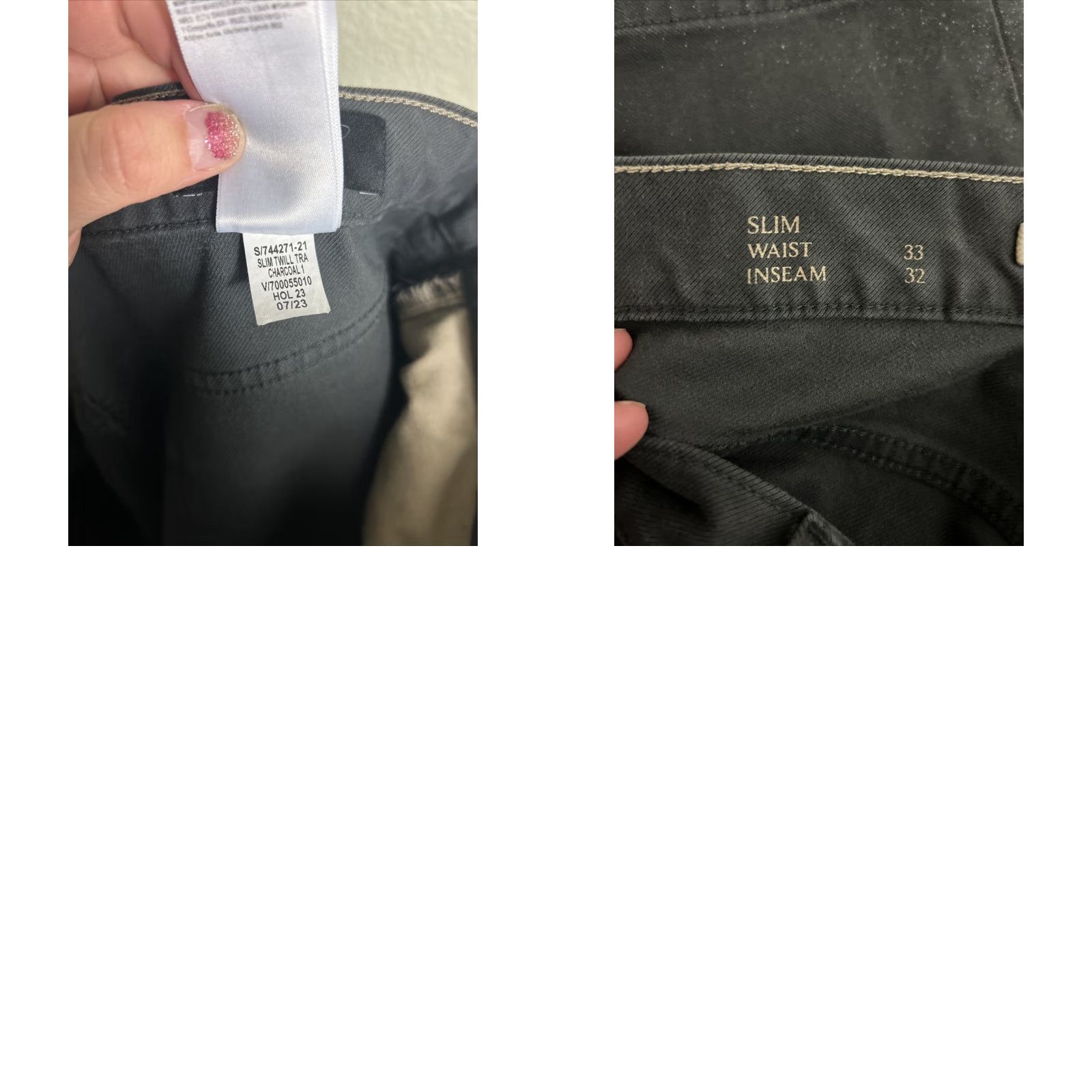 Banana Republic Banana Republic Mens Slim Travel Pants 33x32 Chino Charcoal Gray Slimming "Travel" Mens Size US 33 - 10 Thumbnail