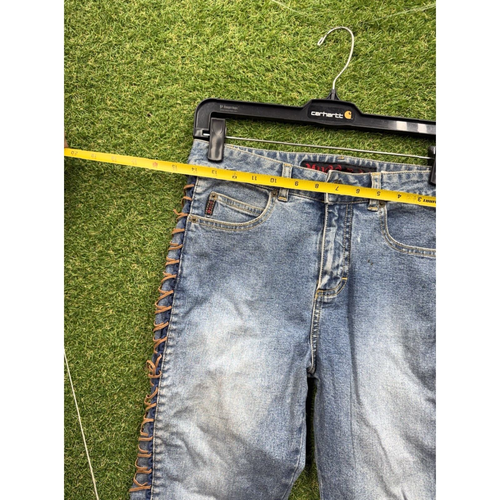 Denime VINTAGE Mudd Jeans Womens 28x25 Low Rise Lace Up Bootcut Flared Denim 90s Blue Mens? Women? Size 32" / US 10 / IT 46 - 3 Thumbnail