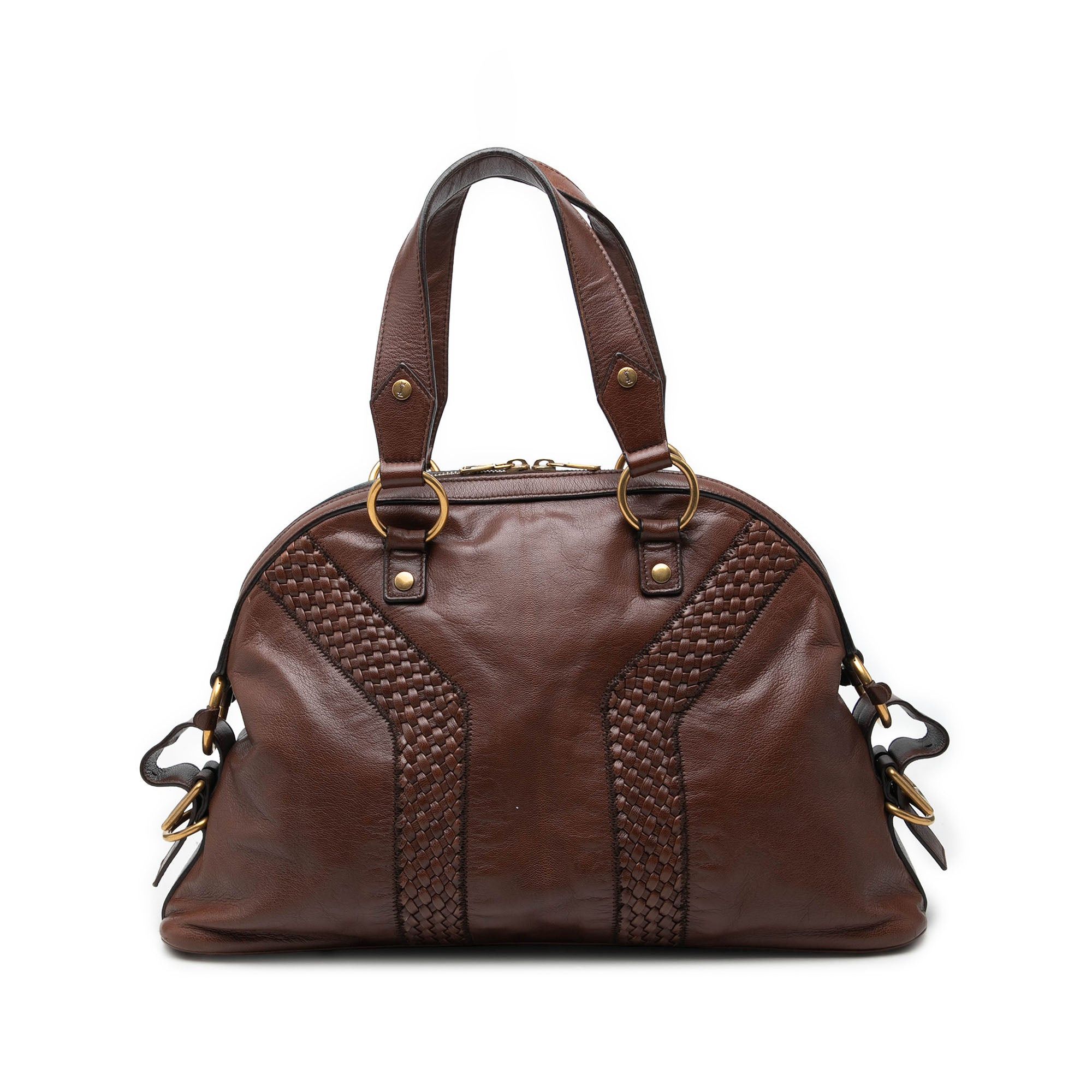 Saint Laurent Paris Woven Trimmed Leather Muse Handbag Size ONE SIZE - 1 Thumbnail