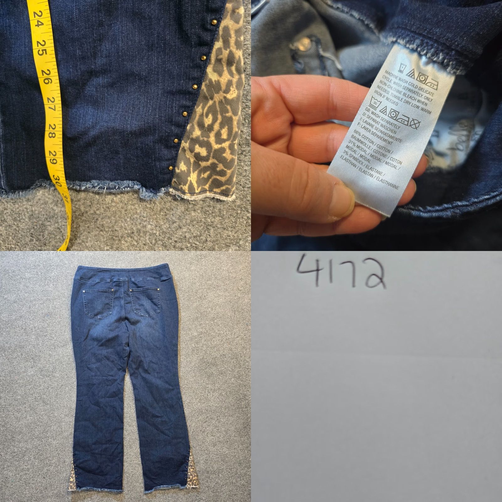 Vintage Belle Kim Gravel Jeans Womens Size 18 Blue Denim Flare Leopard Pull On Casual Size 40" / US 18 - 8 Thumbnail