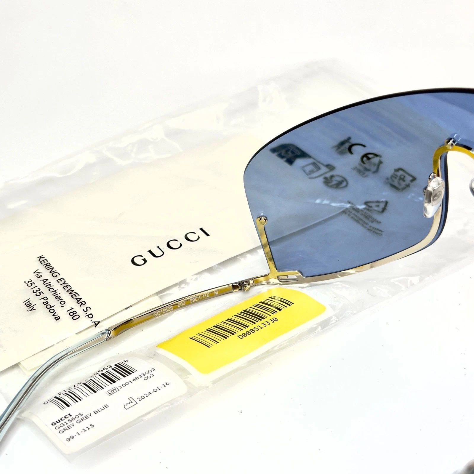 Gucci GUCCI 1560 Silver Blue GG Print Gg1560S Sunglasses 003 Size ONE SIZE - 2 Thumbnail
