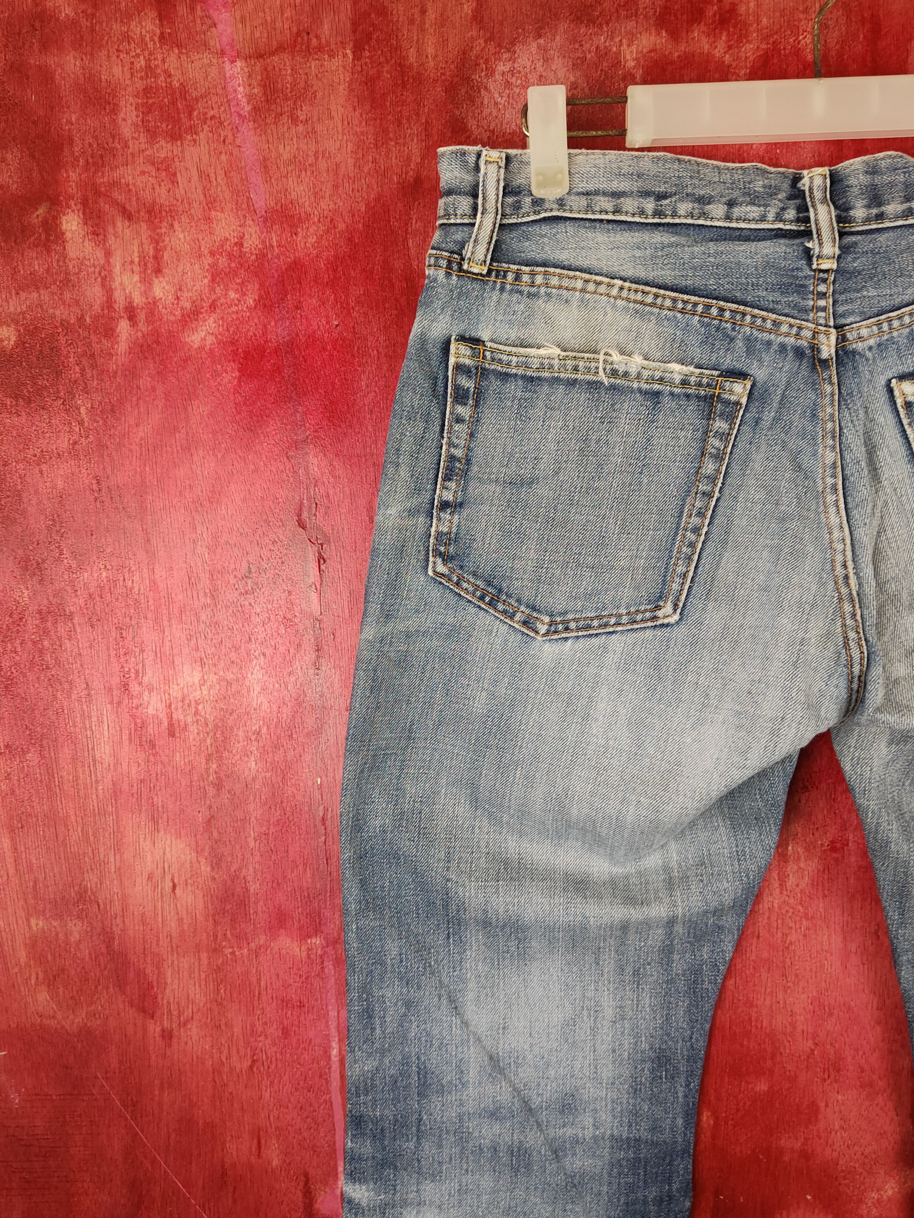 Japanese Brand Uniqlo Blue Faded Distressed Ripped Boot Cut Jeans #S1674 Size US 32 / EU 48 - 9 Thumbnail