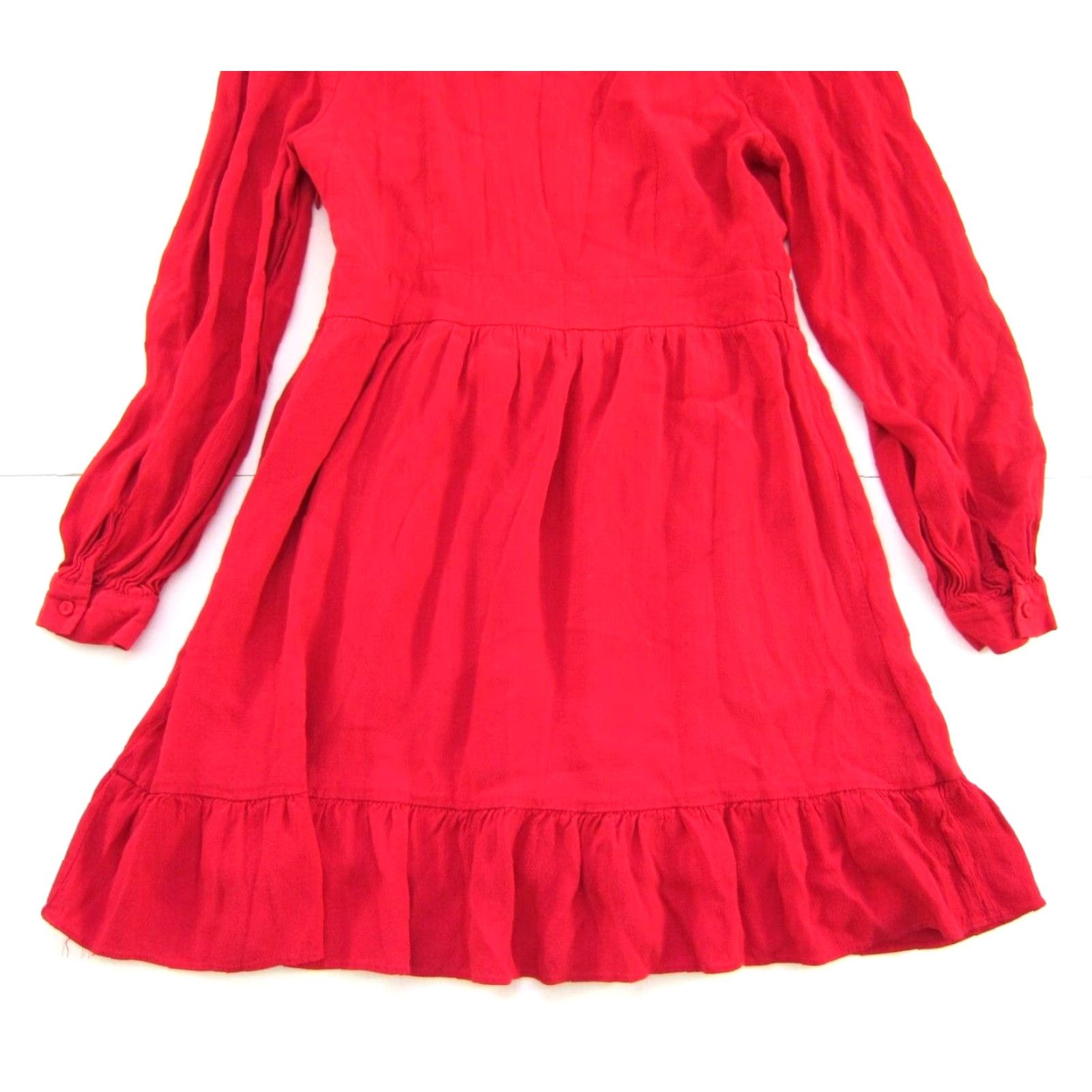 Vintage a loves a Red Dress Midi Wrap V-Neck Long Sleeve 100% Rayon Medium Womens Size M / US 6-8 / IT 42-44 - 6 Thumbnail