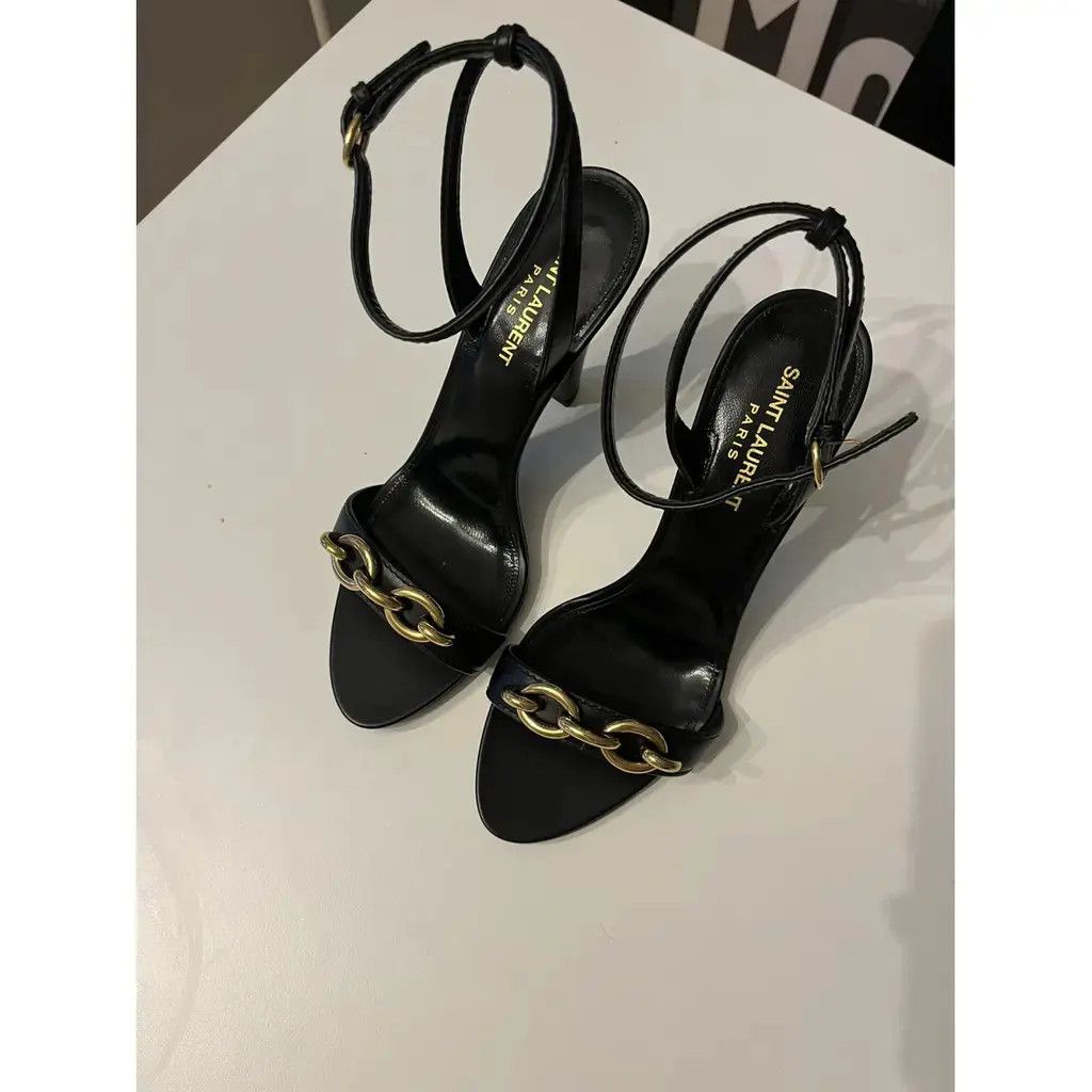 Saint Laurent Paris o1b1hav111224 Le Maillon Sandals in Smooth Leather in Black Size US 5 / IT 35 - 3 Thumbnail