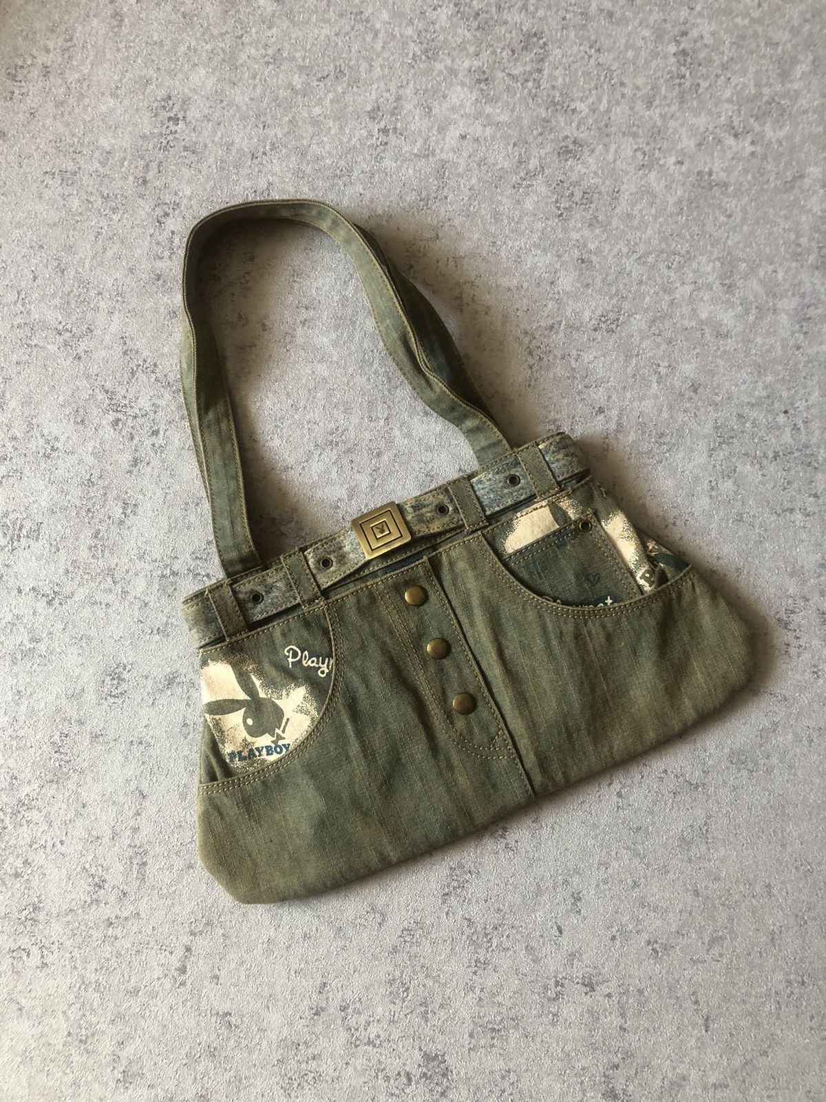 Playboy Streetwear Vintage VINTAGE PLAYBOY DENIM BAGUETTE BAG Grailed