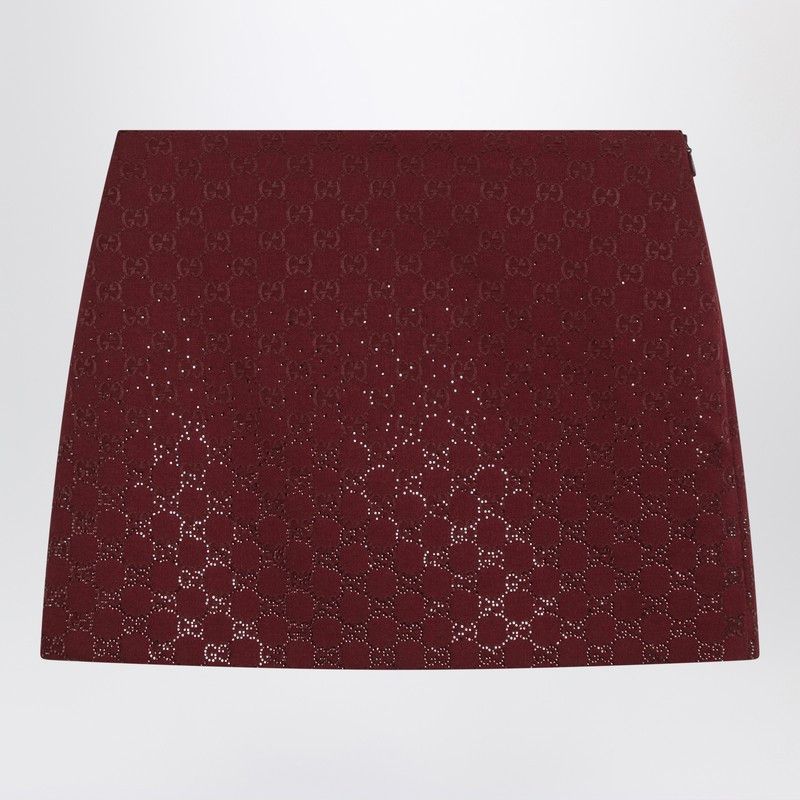 Gucci Gucci Rosso Ancora Gg-Fabric Mini Skirt With Crystals Size 27" / US 4 / IT 40 - 1 Thumbnail
