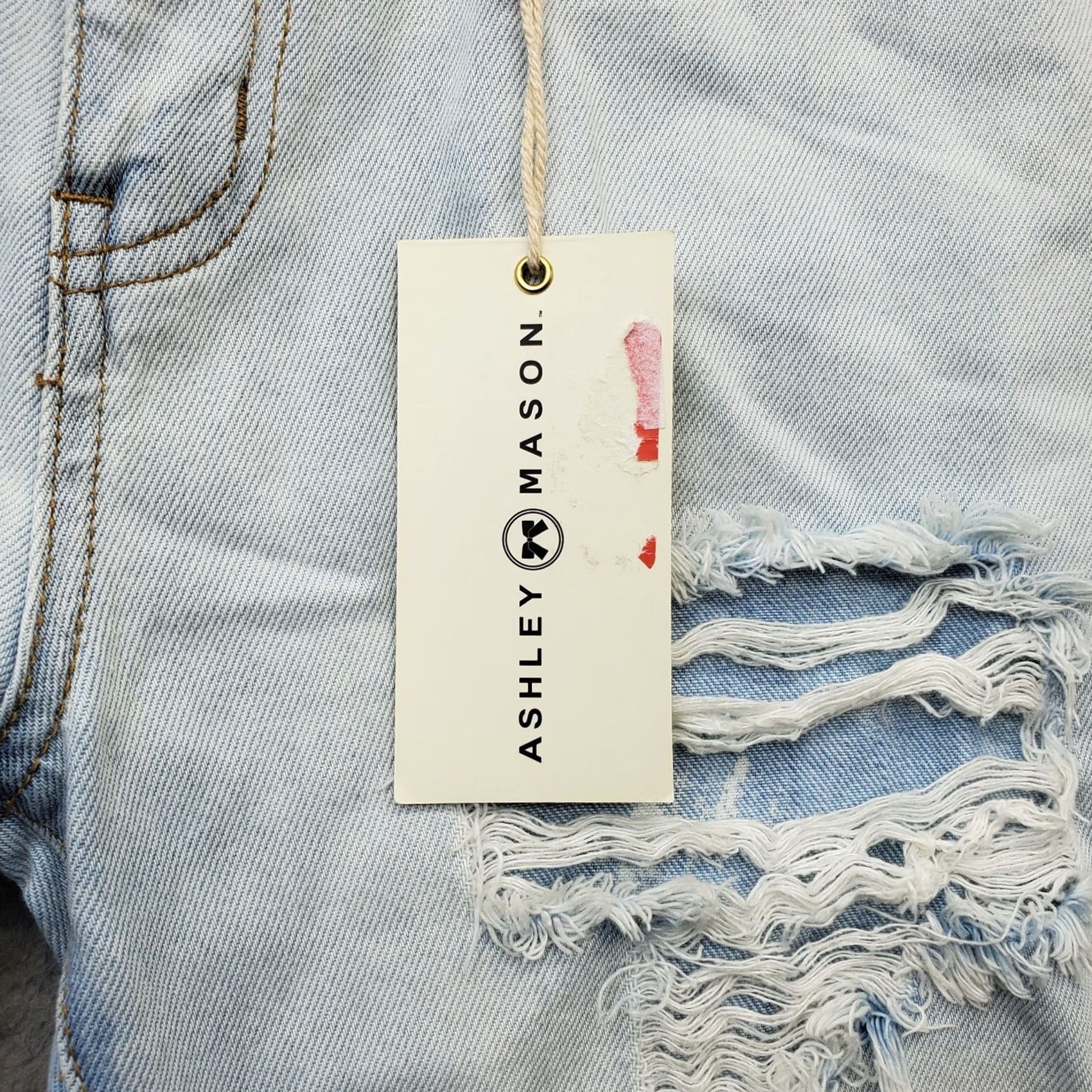 Doublet Ashley Mason Jeans Women Size 9 Multi Light Wash Distresed Raw Hem 5-Pocket Design NWT Size 30" / US 8 / IT 44 - 5 Thumbnail