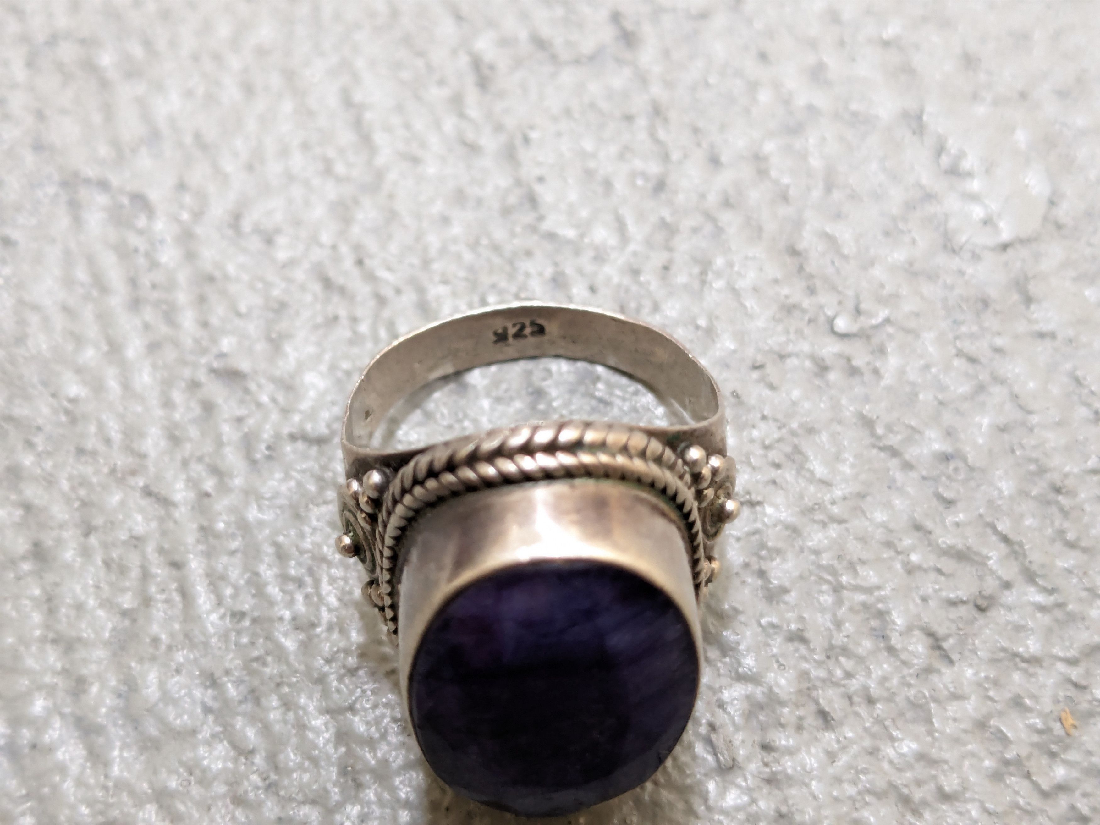 Jewelry Vintage Sterling Silver Ring Blue Quartz 7 Native Tribal Size ONE SIZE - 9 Thumbnail