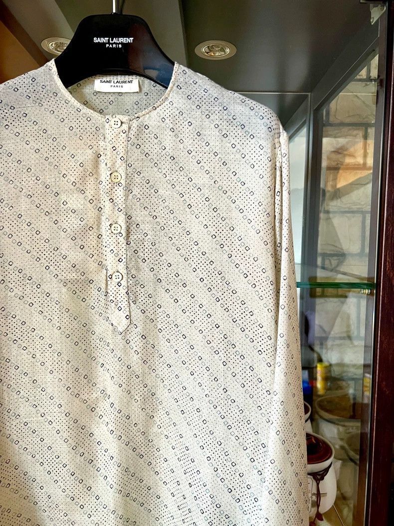 Saint Laurent Paris Saint Laurent Paris Henry collar butterfly silk shirt-2506 Size US XS / EU 42 / 0 - 2 Thumbnail